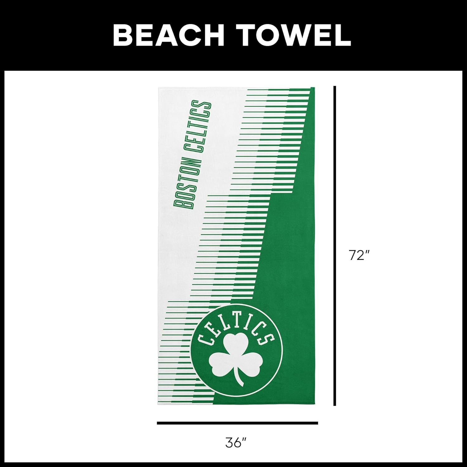 Northwest Boston Celtics NBA Progression Jacquard Beach Towel 36 x 72 Inches - Image 6
