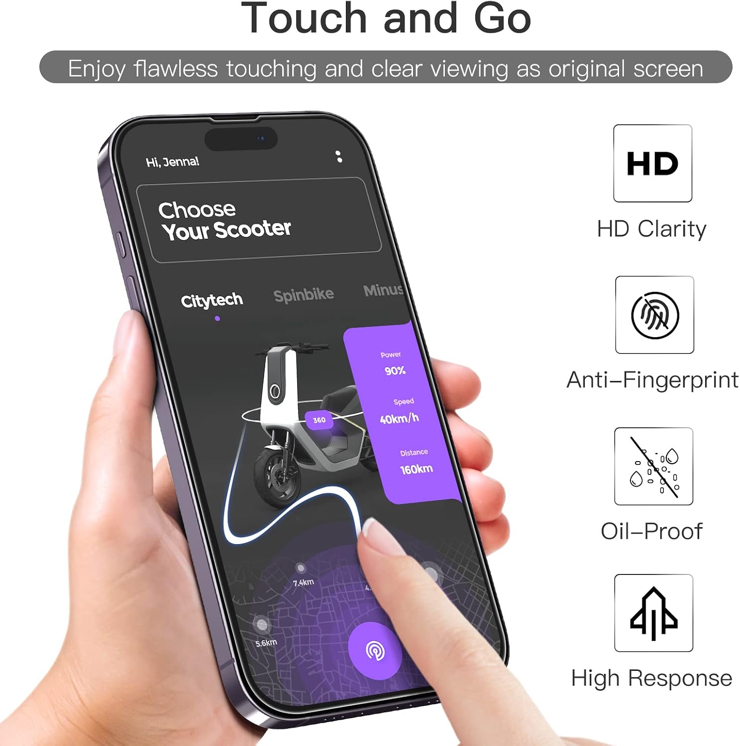 JETech Full Coverage Screen Protector for iPhone 14 Pro Max 6.7-Inch, Black Edge Tempered Glass Film with Easy Installation Tool, Case-Friendly, HD Clear, 3-Pack