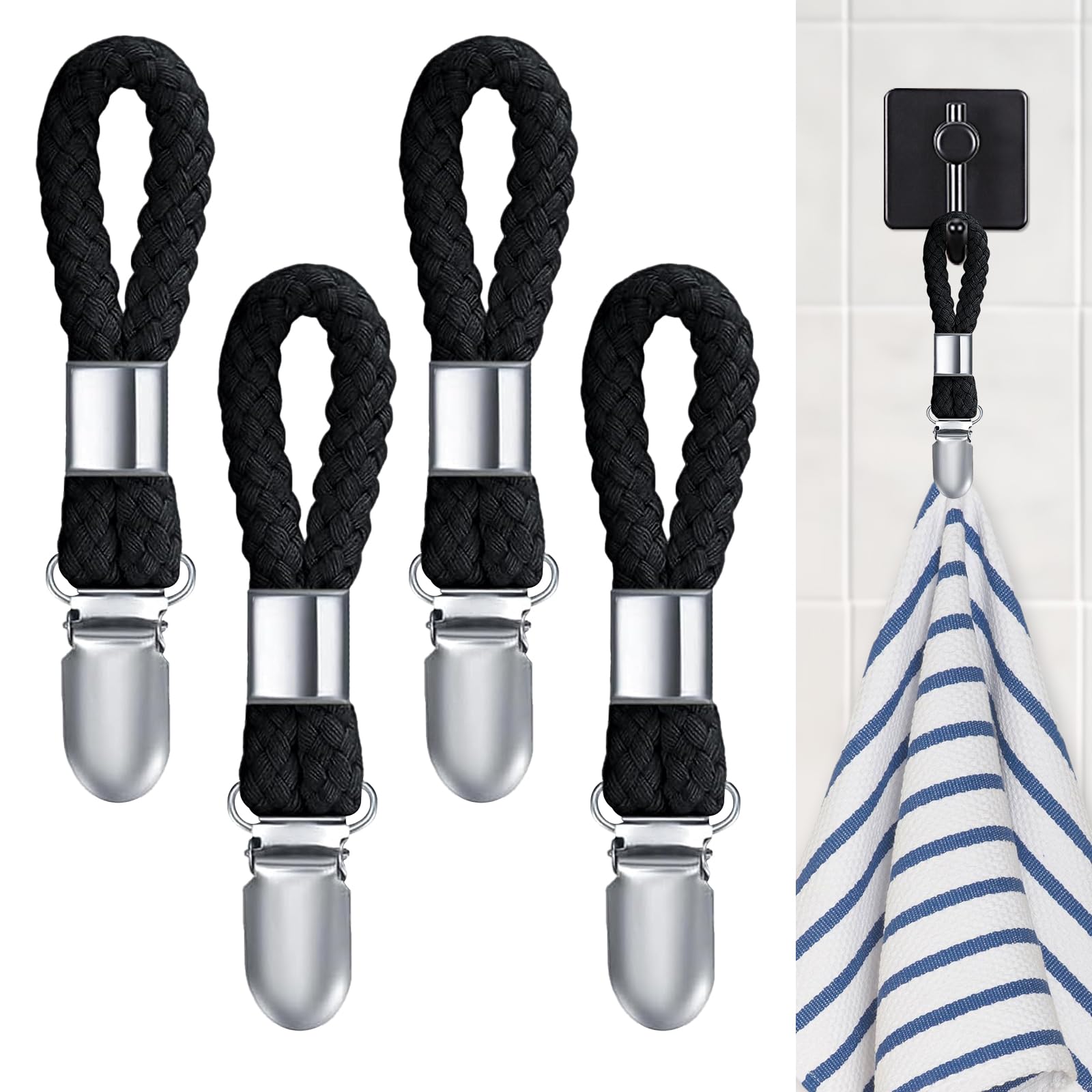 4 Stück Handtuchklammern, Handtuch Clips zum Aufhängen, Schw