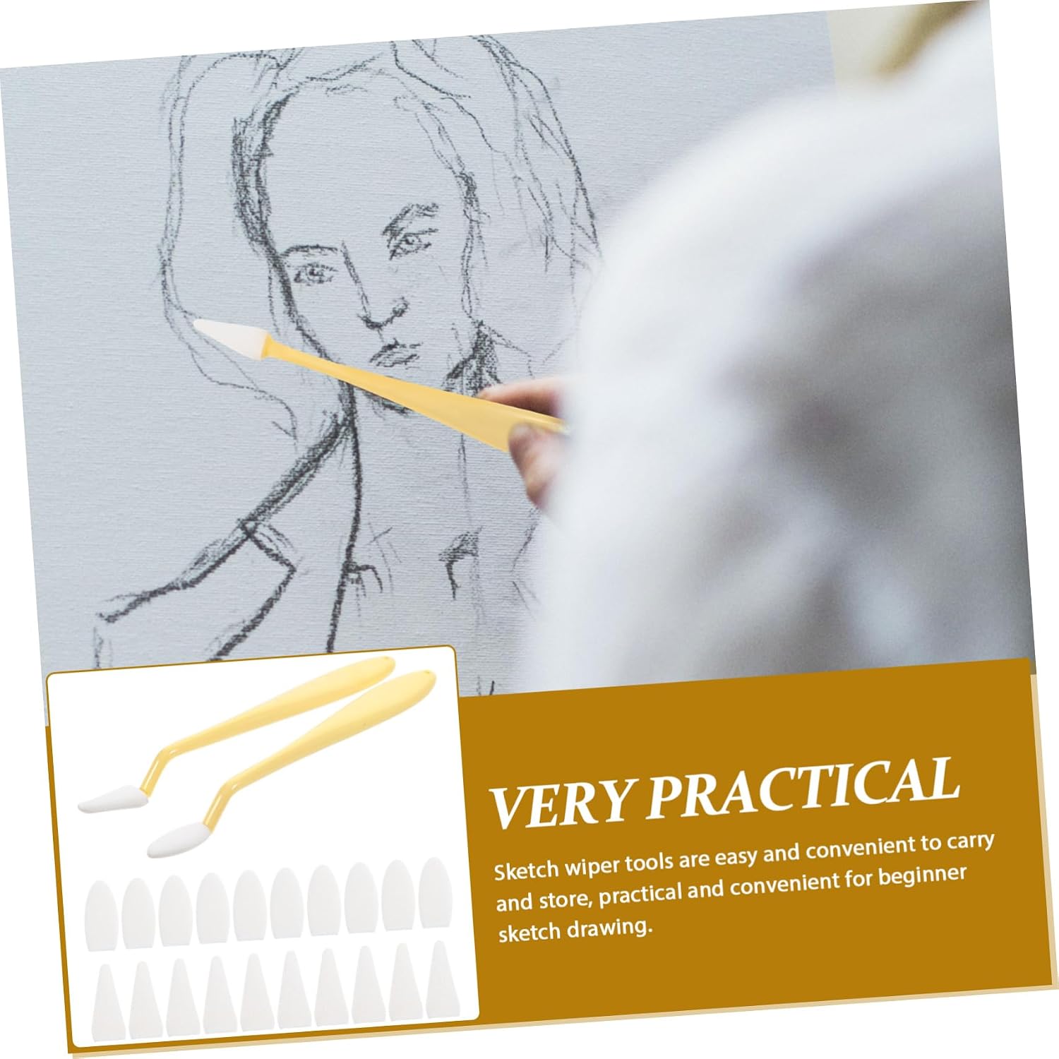 Blending Stumps Sketching Tools for Artists and Beginners Comfortable Grip Versatile for Various Drawing Materials Yellow Art Supplies