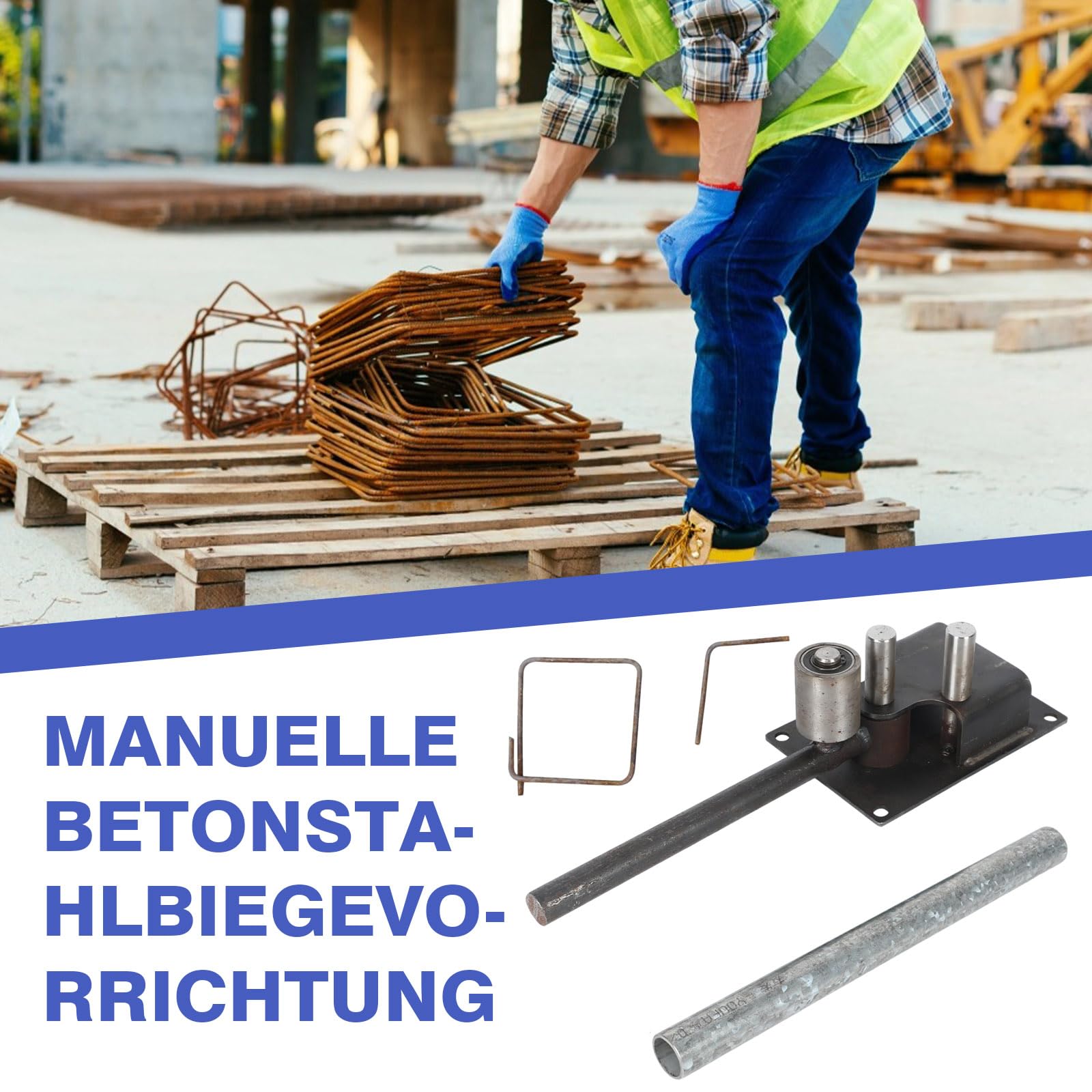 Barra de acero dobladora de tubos de 4 – 14 mm de diámetro, doblador manual con mango, barra de metal, herramienta de flexión para barras de refuerzo, herramienta de flexión para bricolaje y