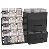 Trading Card Display Stand – Holds 200+ PSA/BGS/SGC Slabs, 5-Tier Wooden Card Stands for Sports Game Graded Card Display, Accessory to Showcase and Protect Card Collections,2 Drawers+9 Compartment