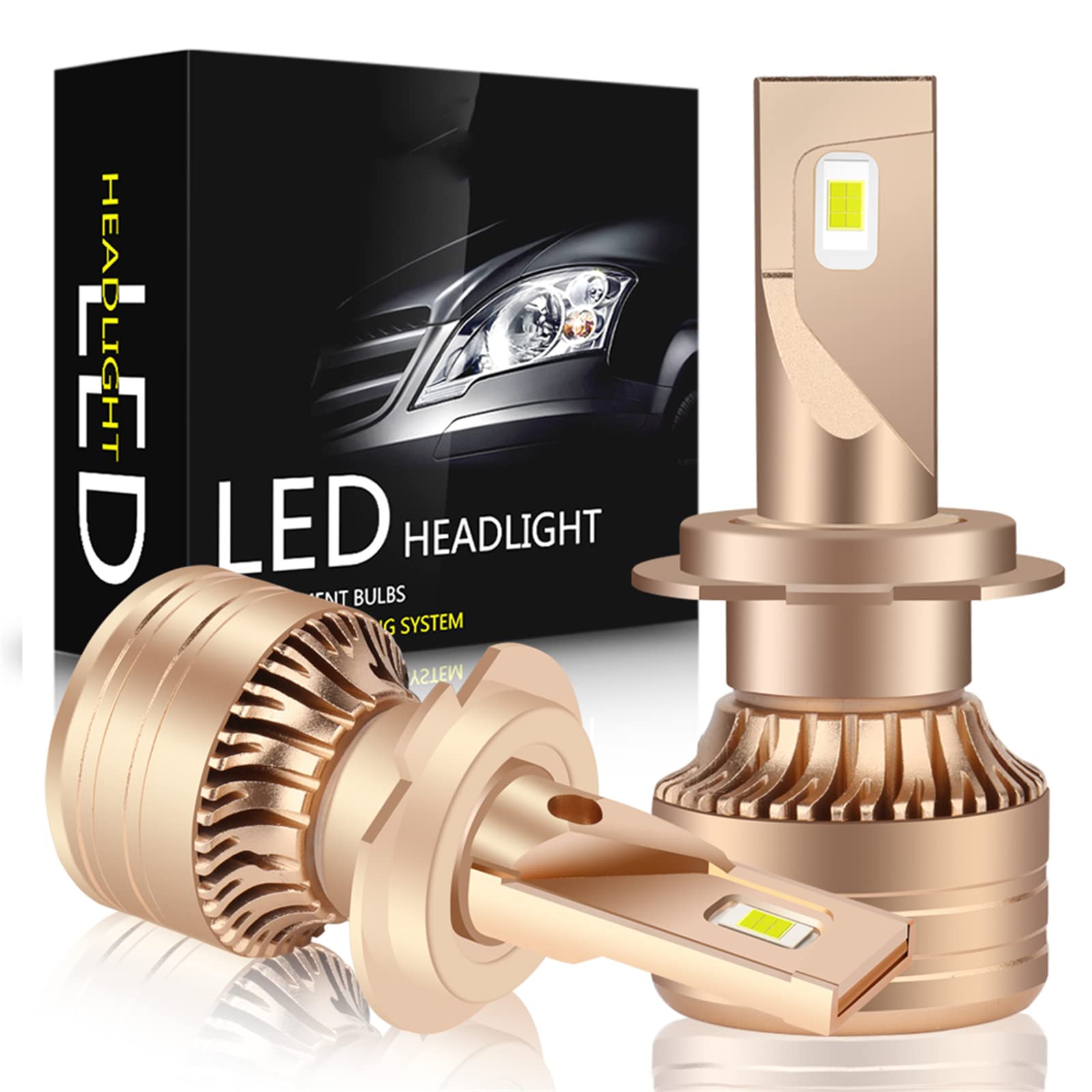 Lampadine Per Fari A LED, Super Bright 25000LM Fari Per Auto H7 LED Canbus Lampadine Per Luci Automatiche Lampada Da 120 W IP68 Impermeabile, Confezione Da 2,H4