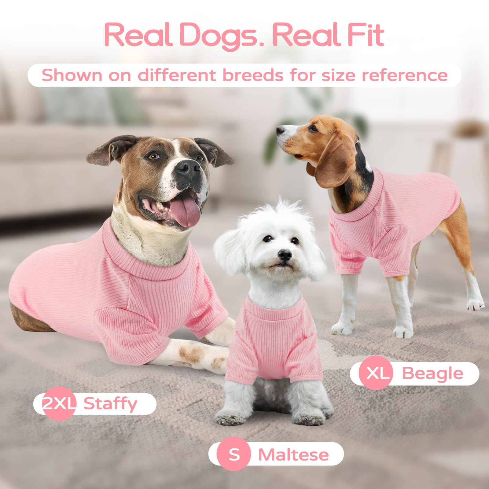 Pullover Leggero Per Cani In Maglia A Costine, T-Shirt Tipo Maglioncino Per Uso Quotidiano, Abbigliamento Confortevole Per Bulldog Francese E Beagle, Ideale Per Casa E Passeggiate, Rosa Fiorita L