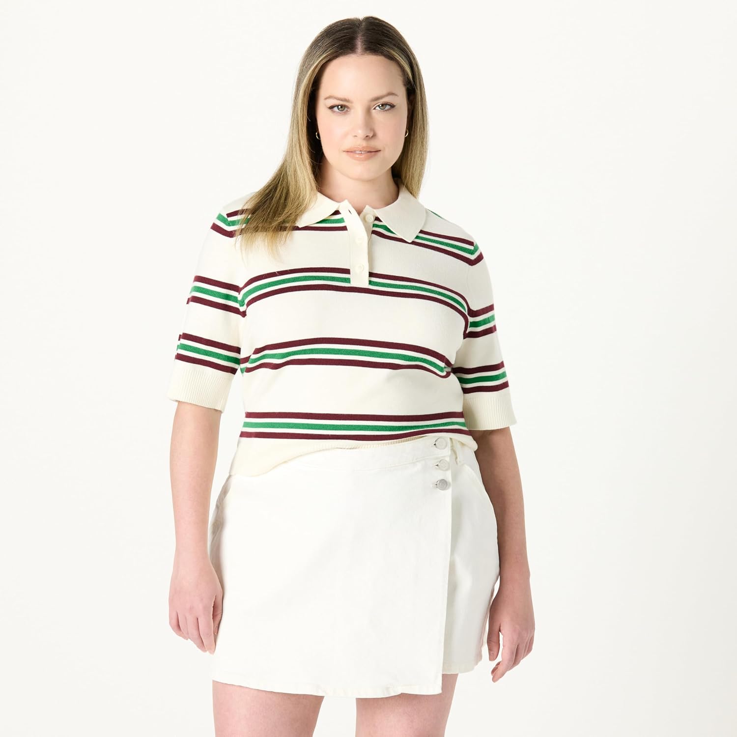 The Drop Womens Gero Short Sleeve Splitneck Polo Sweater Tee - Image 5