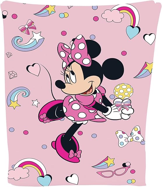 Disney Minnie Mouse Fun Fleece Blanket Throw Super Soft Bed Accessories Gift for Girls Pink