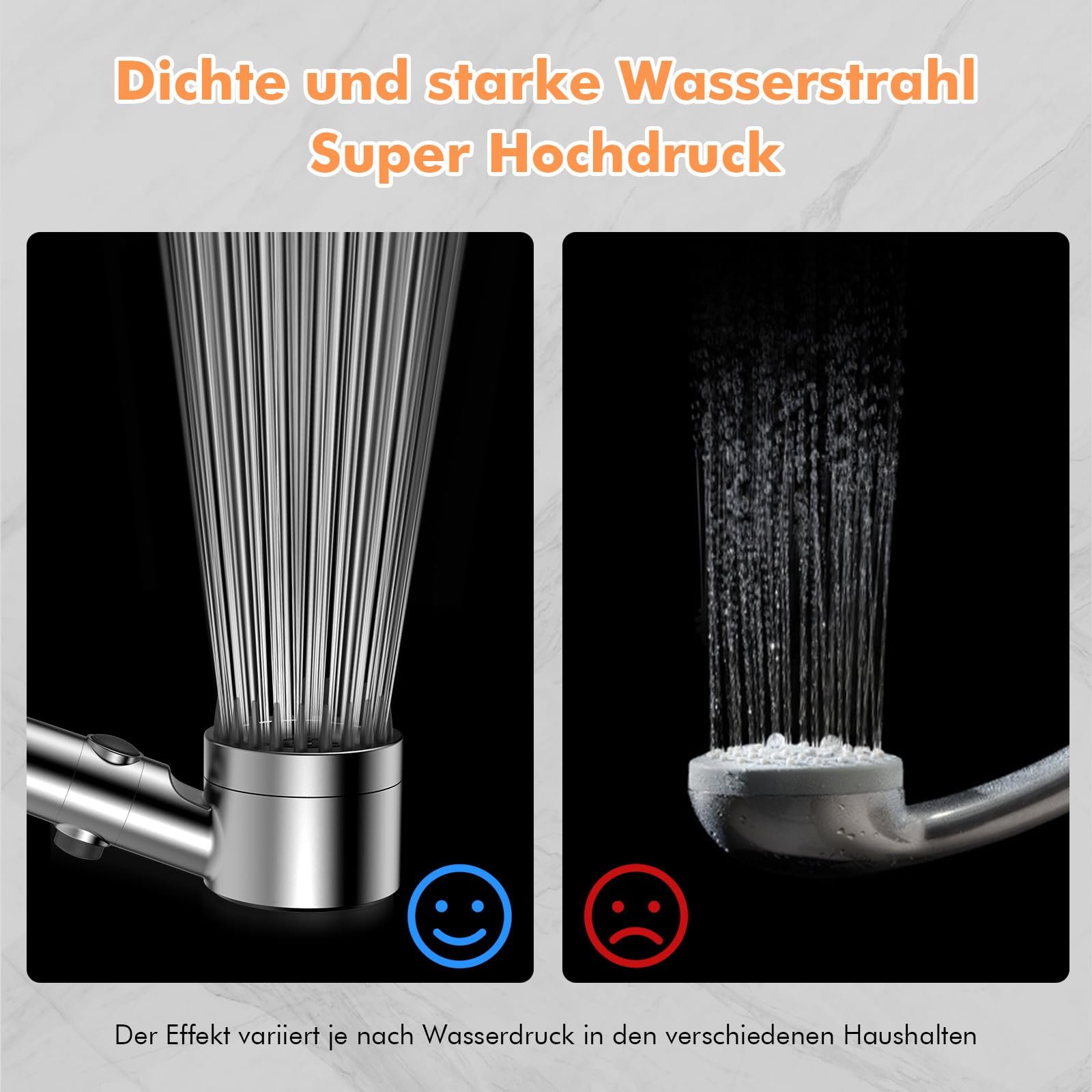 MEKO Soffione Doccia con Filtro a 15 Fasi, Soffione Anticalcare con Tubo da 1,5M, 3 + 1 Tipi di Getti per Soffione Doccia ad Alta Pressione e Risparmio Idrico-Argento Cromato