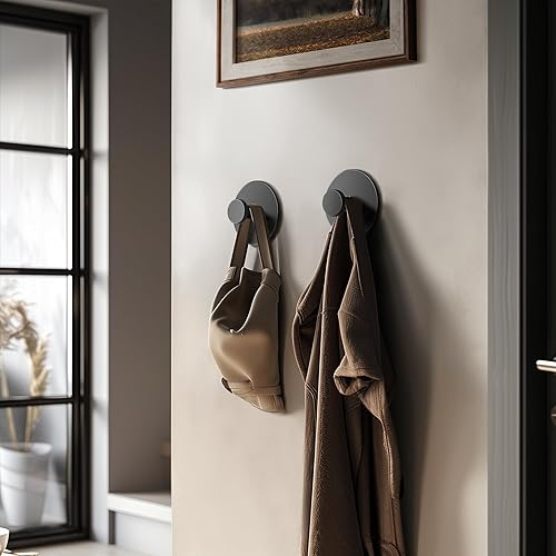 Miniatura 8 de Ganchos multifuncionales para toallas para pared de baño, extra pegajosos inoxidables, soporta hasta 12 libras, ganchos de pared, ganchos adhesivos