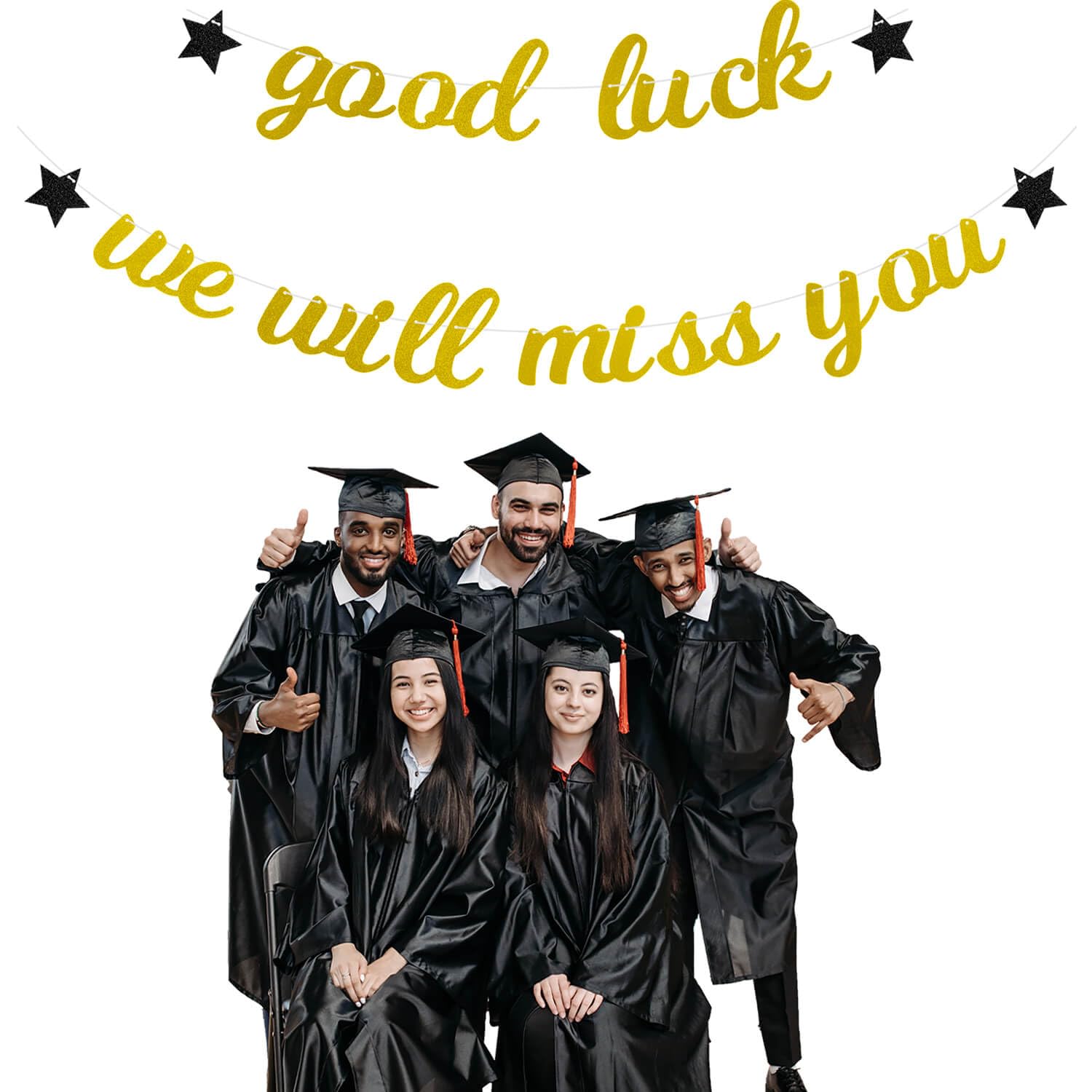 Pargleev Good Luck We Will Miss You Glitter Banner 2025 Graduation Congratulations Party Decorations Gold - Image 4