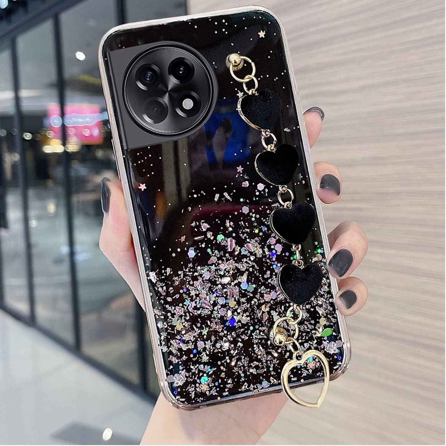 KC Back Cover for Oneplus 11R 5G, Dry Fixed Non Moving Glitters Luxury Shiny Love Hearts Bracelet Chain Holder Soft Silicone Case (Black) (B0C43SBC3V) Amazon Price History, Amazon Price Tracker