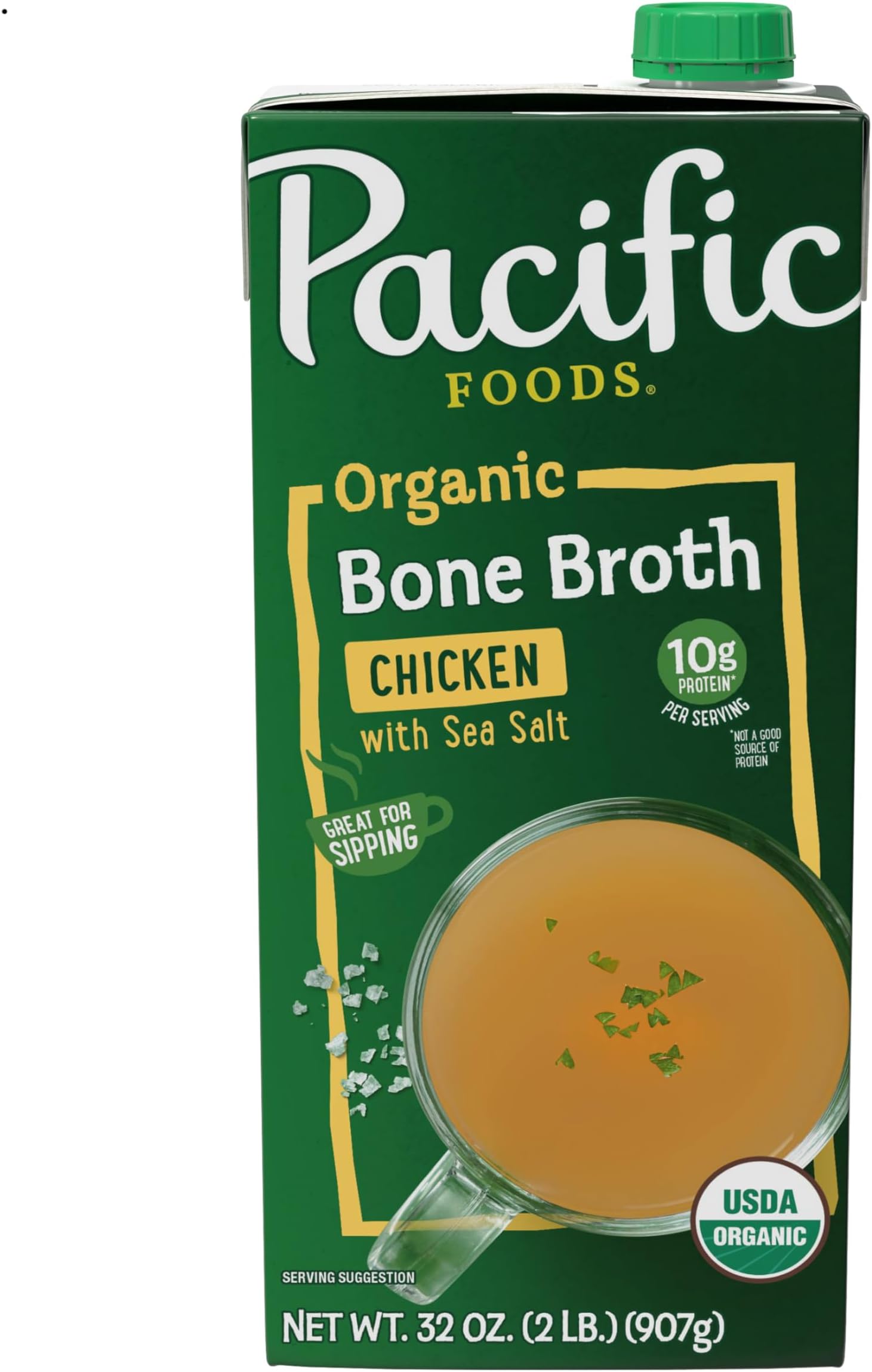 Pacific Foods Organic Chicken Bone Broth With Sea Salt, 32 oz Carton