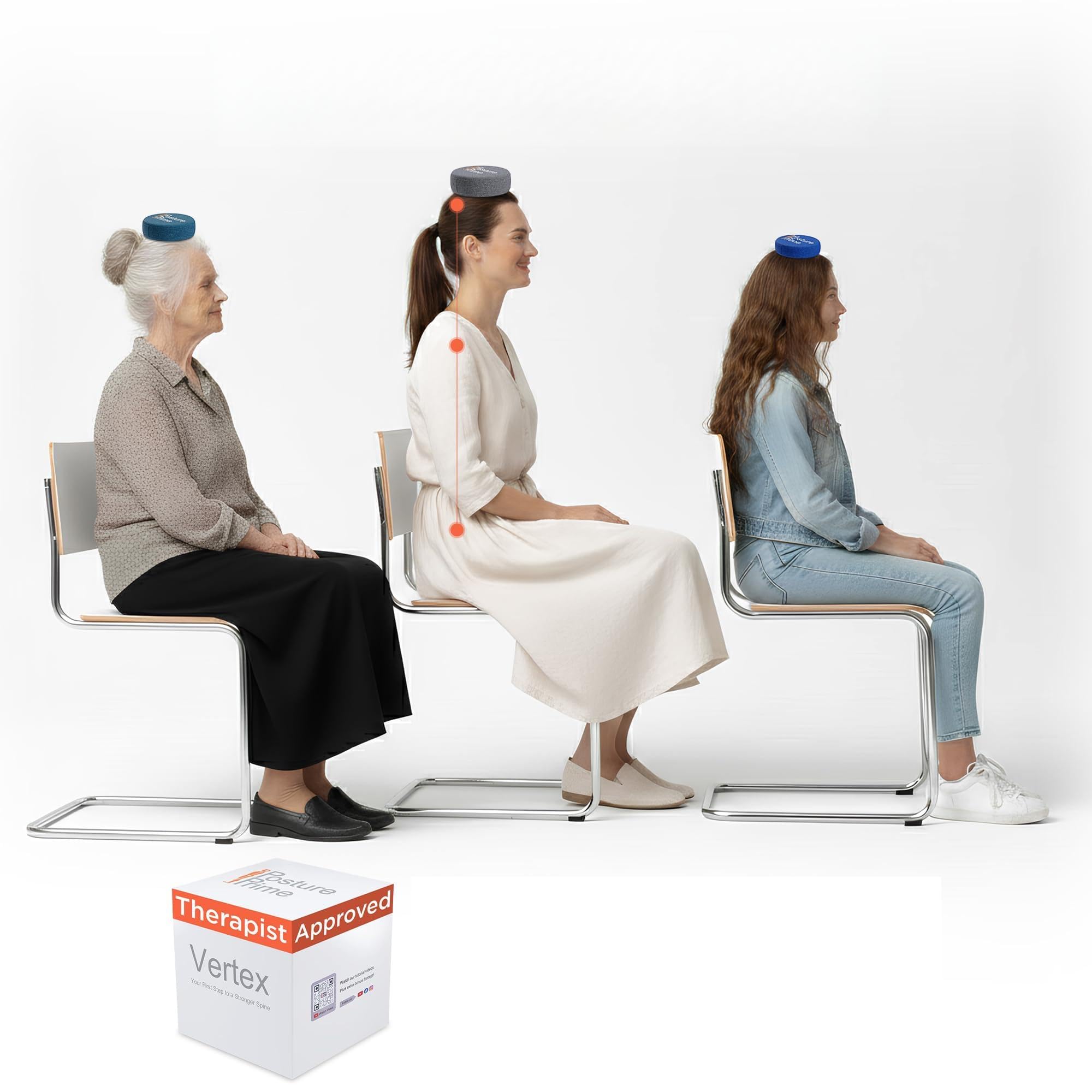 Posture Prime Vertex Weighted Cushion Forward Head Posture Corrector for Women Men - 3 Size Options Neck Workout Equipment Set - Head Neck