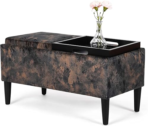 Miniatura 27 de Homebeez Banco otomano de almacenamiento de terciopelo copetudo, reposapiés con ribete de cabeza de clavo (azul) Azul,verde (ink green),Beige