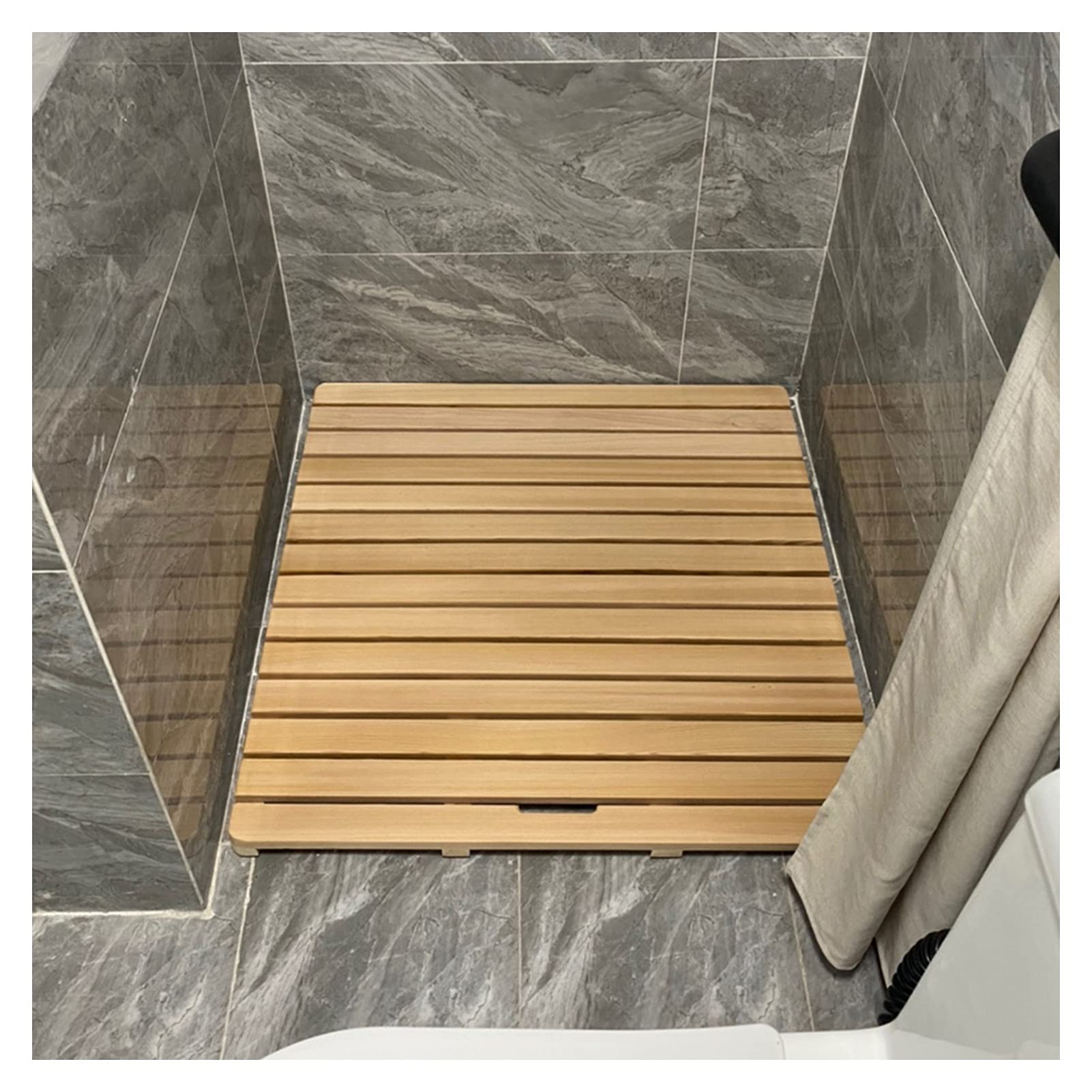 Tapis de douche en bambou naturel de style diatomite | Caillebotis rectangulaire antidérapant