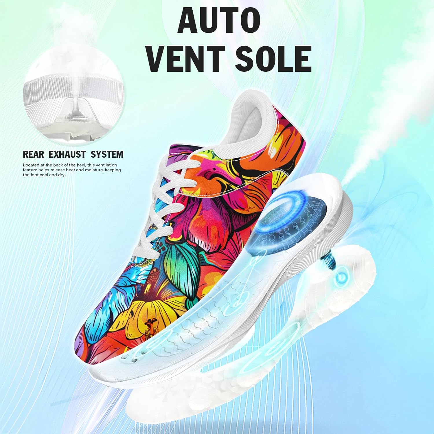 Spikeless Golf Shoes for Men, Women's Breathable Abstract Art Non-Slip Sports Walking Shoes with Ventilation Golf Sneakers