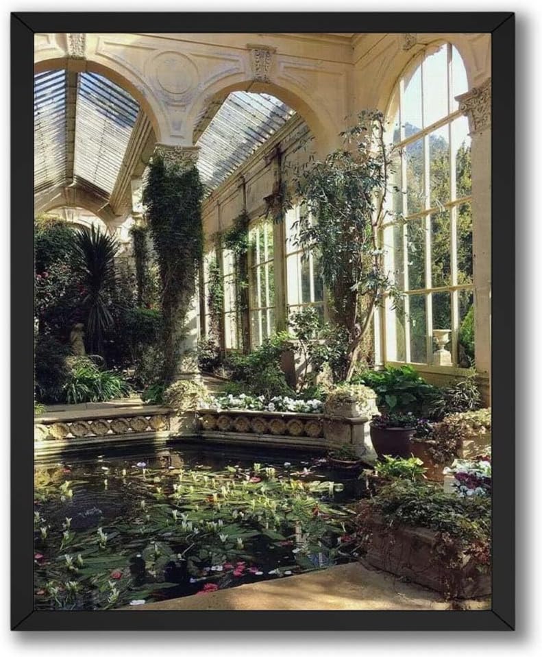 InkFlow Posters Sunlit Conservatory Pond Poster - Greenhouse Botanical Photography - Serene Wall Art for Living Room, Bedroom, Home - Timeless Garden Decor - 16x20 Unframed Canvas Print