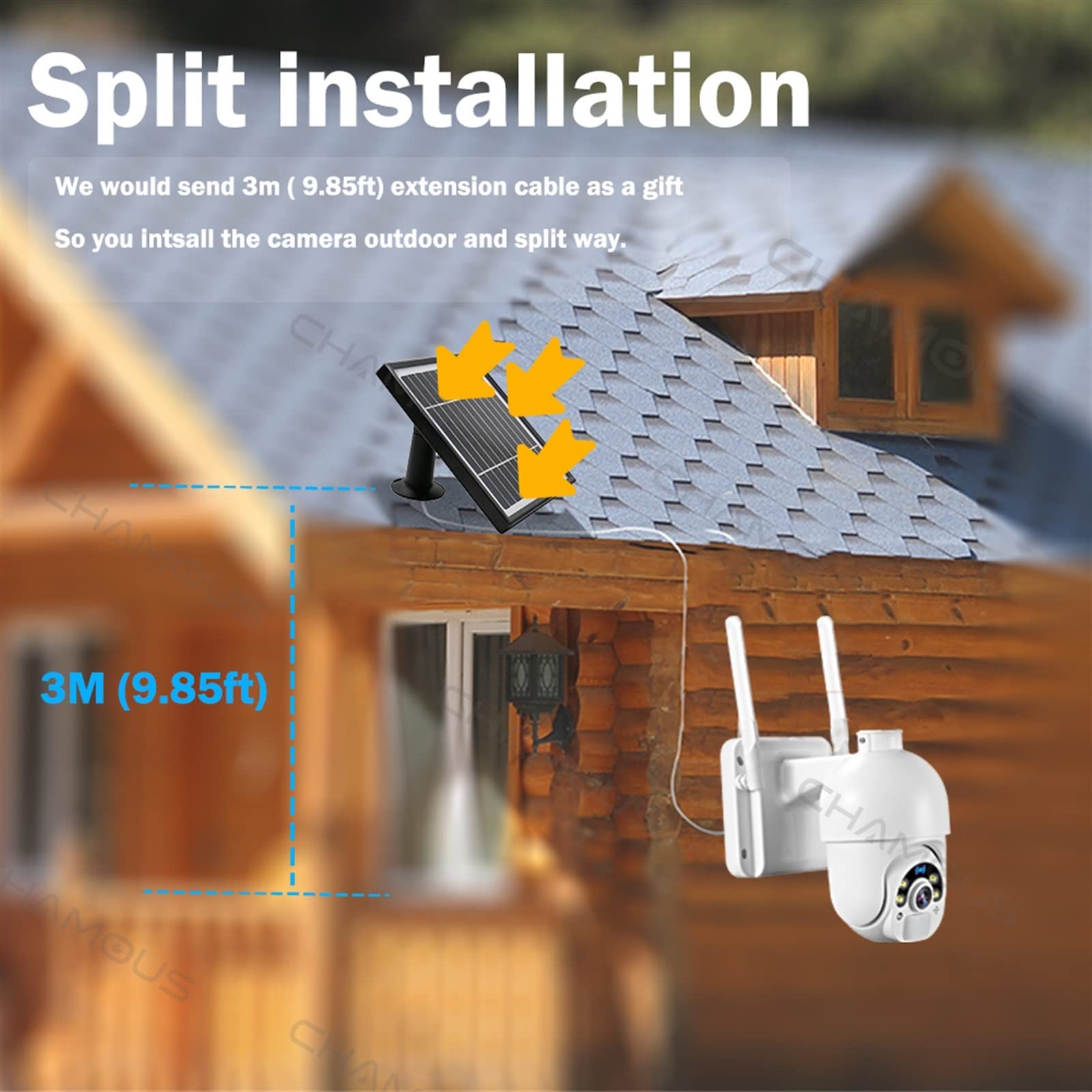 Camera Surveillance, Caméra extérieure 4G 6W panneau solaire Surveillance vidéo IP CCTV système de caméra de sécurité à domicile sans fil longue veille batterie intégrée ,Sécurité, Antivol(WiFi Cam Ad