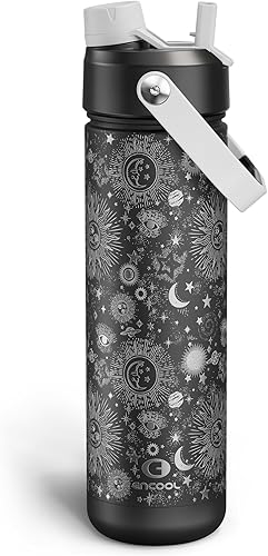 Miniatura 110 de ENCOOL Botella de agua aislada con popote, de acero inoxidable, a prueba de fugas, sin BPA, al vacío de doble pared que se mantiene fría durante 24