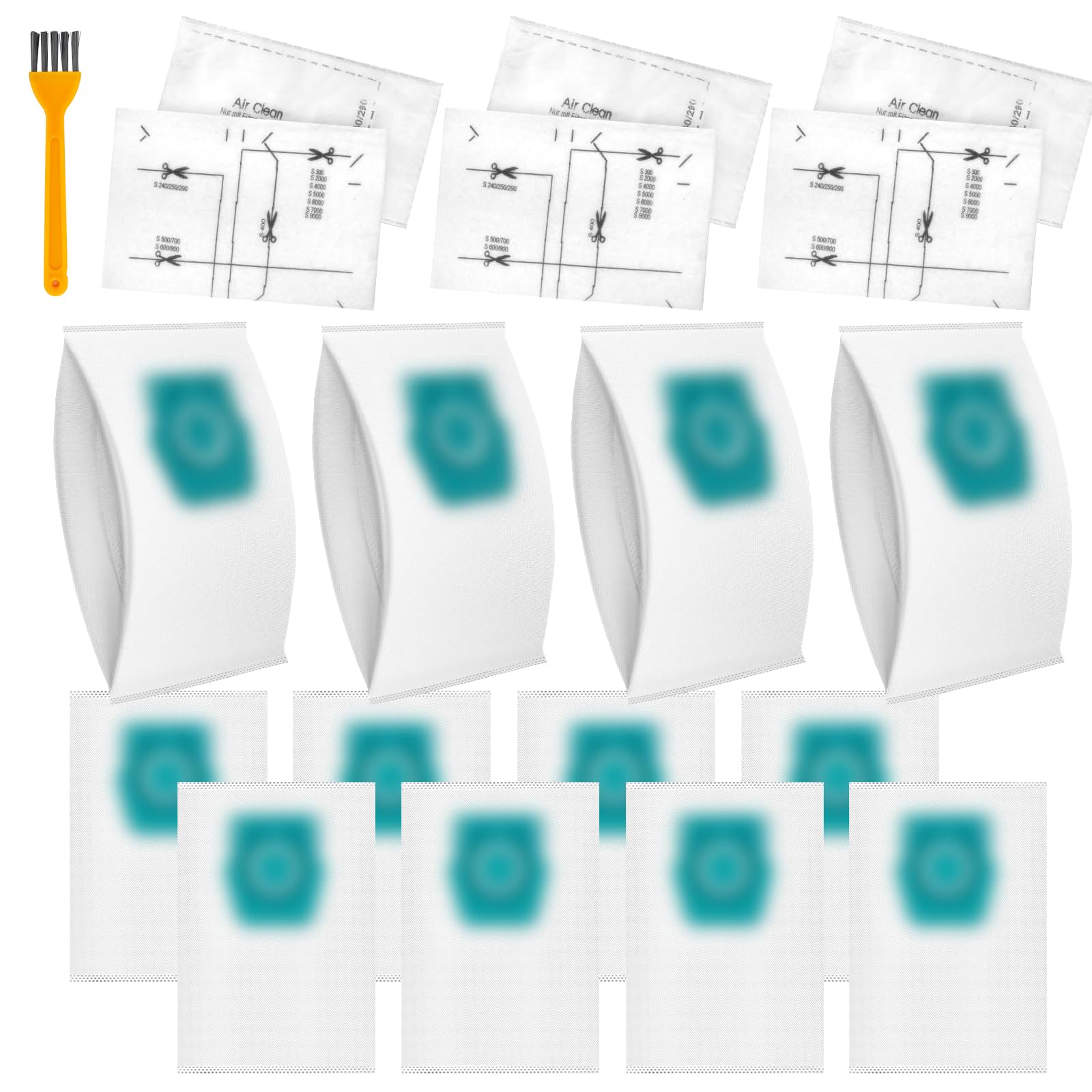 12 Sacchetti per aspirapolvere compatibili con Miele Guard L1, S1, M1 — Alta capacità — Include 3 filtri di protezione motore (Blu)