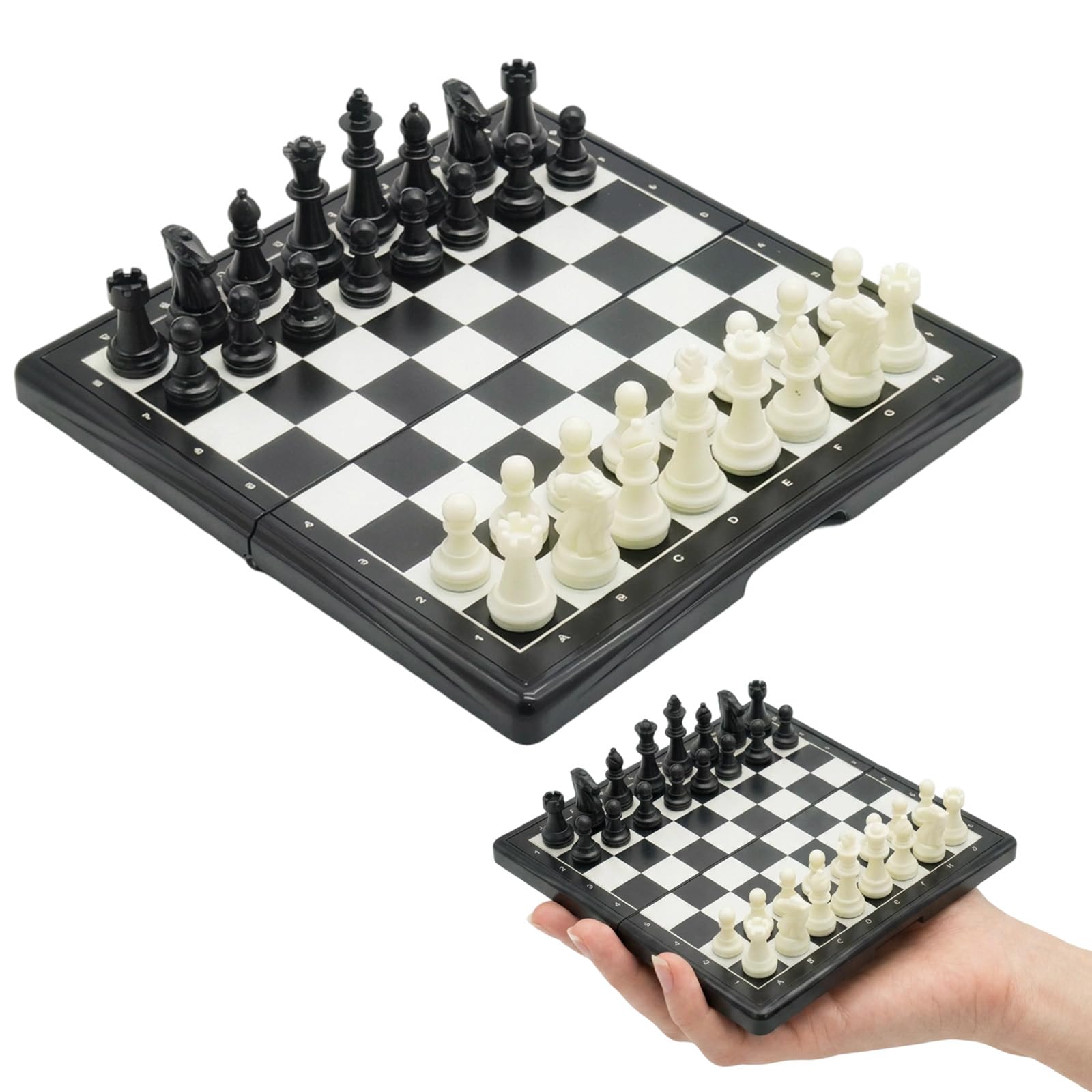 Magnetic Travel Chess Set, Compact Folding Chess Board for Adults, Portable Mini Chess Set with Secure Storage Case for Travel and Outdoor Games
