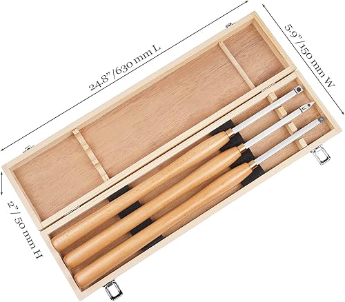 Miniatura 4 de Herramientas de torno de carburo para torneado de madera, 23.7 pulgadas, juego de 3 herramientas de torneado de madera de tamaño profesional