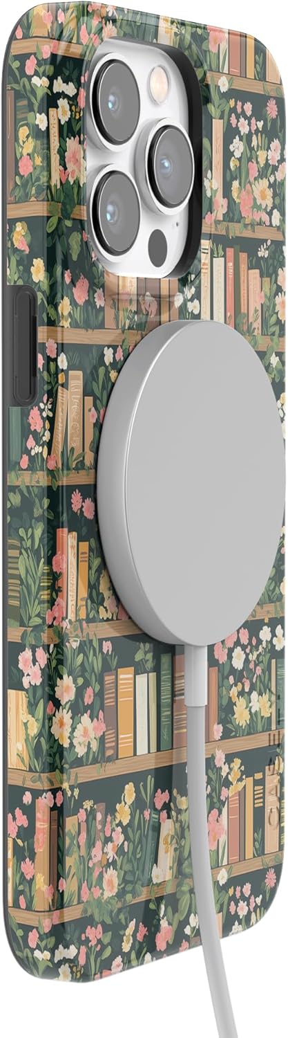 Casely iPhone 14 Pro Case | Book Nook | Floral Library | Compatible with MagSafe | Classic Ultra Slim Design