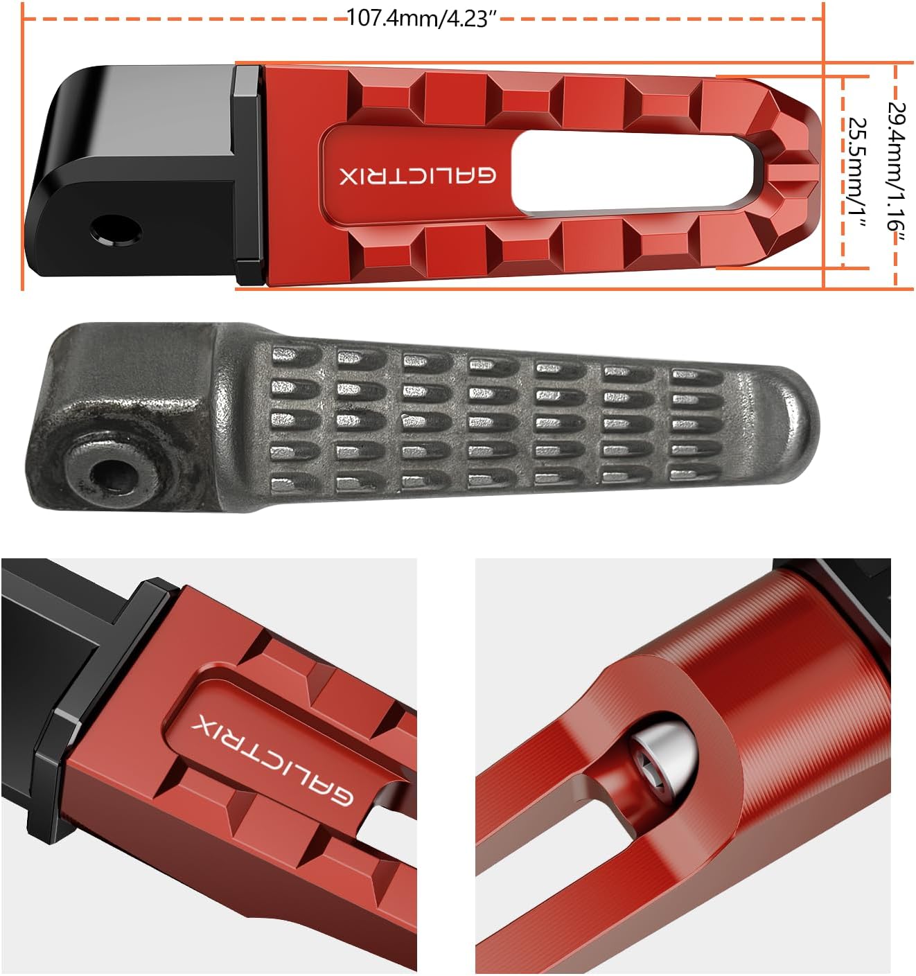 Motorcycle Foot Pegs Compatible with Kawasaki Ninja 400 500 650 | ZX6R ZX10R Z900 Z800 Z650 Z750 Z1000 ZH2 ER6N ER6F Accessories Passenger Pegs Footrest Pedal Rear Footpegs (Red)