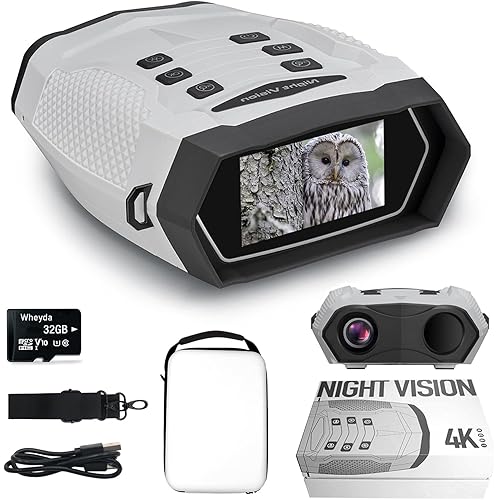 Night Vision Goggles, 48MP Full-Color 4K Night Vision Binoculars, 8X Digital Zoom and 1968FT Viewing Range, 3" Screen with 32GB TF Card,Backlight Button for Camping Hunting