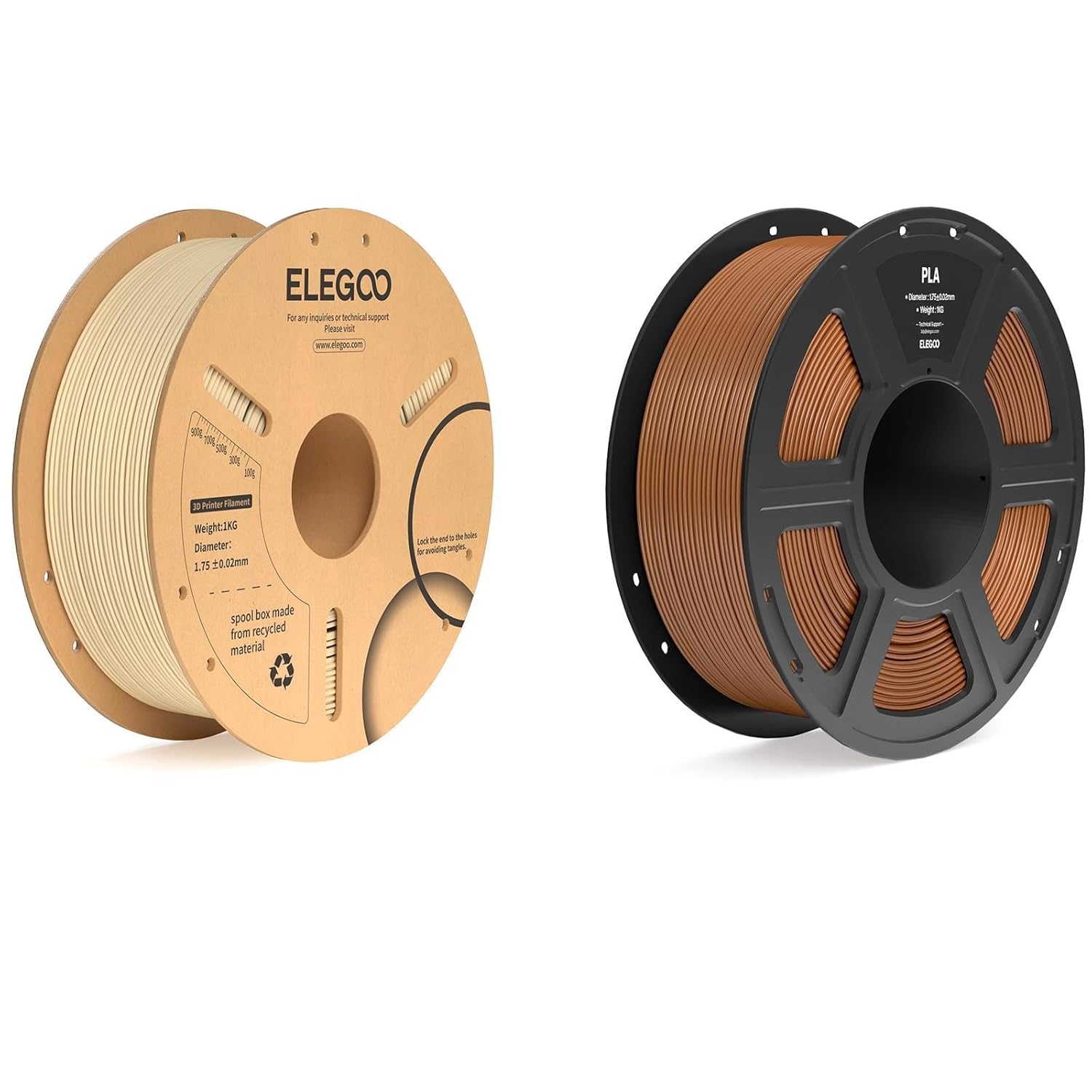 PLA Plus Filament Beige 1KG & PLA Filament Brown 1KG