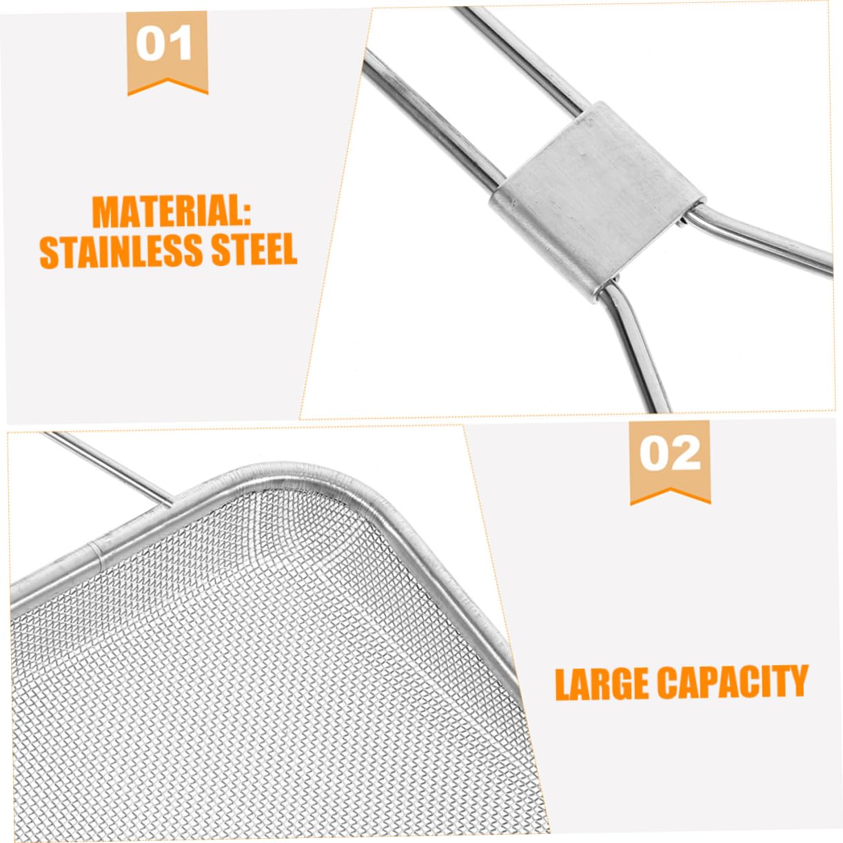 2 Pièces Cuillère Passoire Carrée Acier Inoxydable Écumoire à Huile Pour Friteuse Usage Cuisine Professionnel Maille Fine Résidu Friture Nourriture Poignée Filtre Pâtes Chaud
