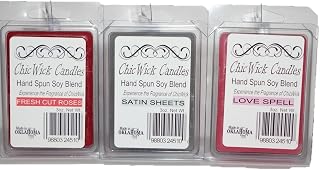 3Pack Sweetheart Trio, Fresh Cut Roses, Satin Sheets, Love Spell, Soy blend Wax Melts, 9oz 18 Cubes/Tarts/Chunks
