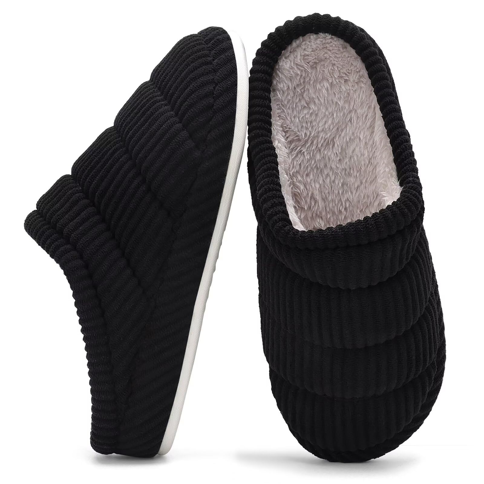 NineCiFun Women's Fuzzy House Slippers Corduroy Memory Foam Warm Slip On Slippers Comfy Bedroom Indoor Outdoor Shoes