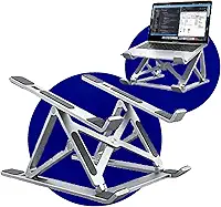 Suporte Ergonômico para Notebook em Alumínio Dobrável, Ajuste em 6 Níveis, Antiderrapante, Portátil com Estojo Premium