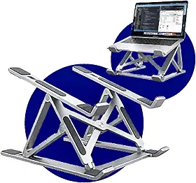 Suporte Ergonômico para Notebook em Alumínio Dobrável, Ajuste em 6 Níveis, Antiderrapante, Portátil com Estojo Premium