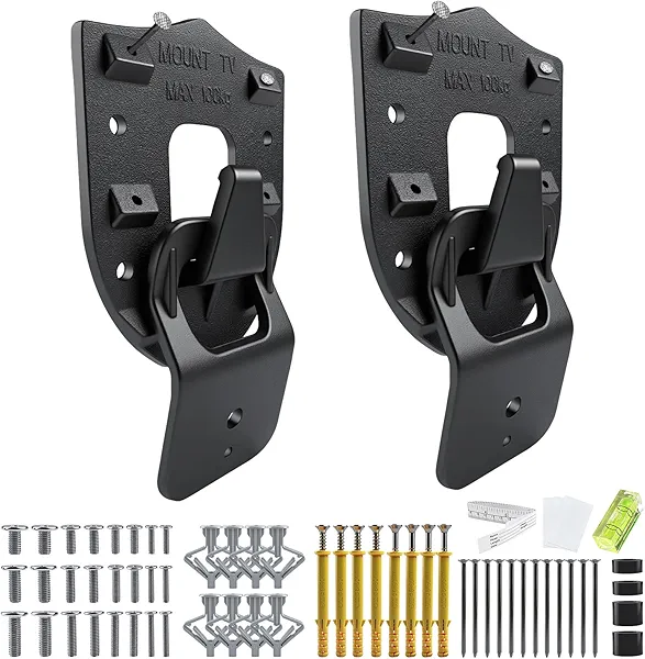 No Stud TV Wall Mount Heavy-Duty Cast Iron Bracket - Supports Up to 200lbs Fits 20"-100" TVs, Effortless Installation Universal for Home/Office