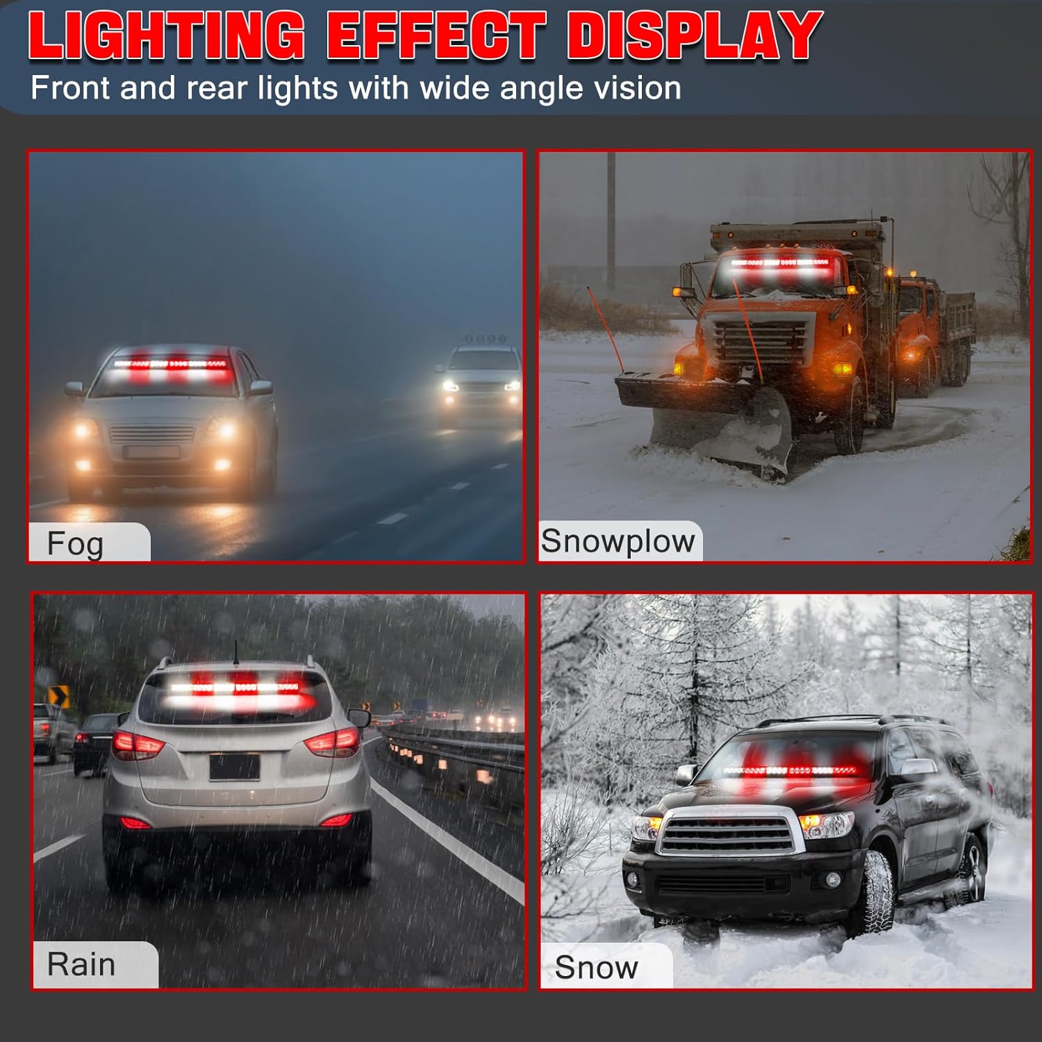 TeddyTT Emergency Strobe Firefighter Lights Bar Directional Traffic Advisor Warning Strobe Flash Emergency Fire Lights for Firefighters Vehicle Visor Lights 27 Inch 6Panel Led Remote Control White Red
