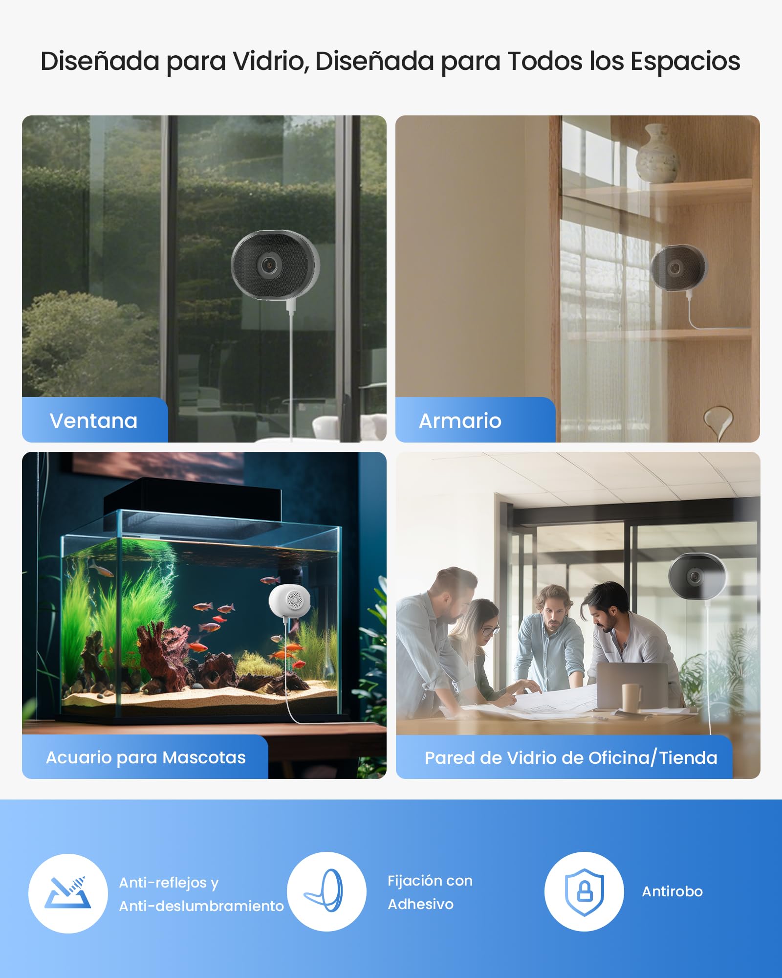 ZOSI Pack de 2 Cámara Vigilancia WiFi Interior 3MP Cámara Ventana para Seguridad Exterior, Detección de Persona/Vehículo, Visión Nocturna Color, 2.4/5GHz WiFi, Grabación 24/7, 2K C680