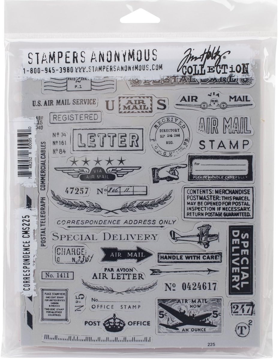 Tim Holtz Cling Stamps 7"X8.5", Correspondence