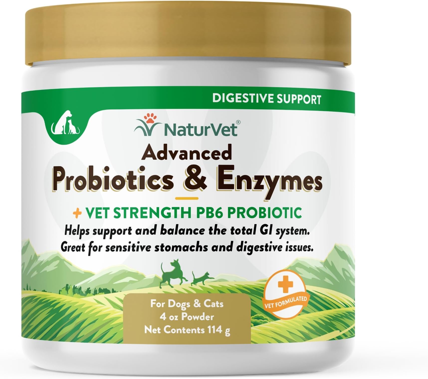 Advanced Probiotics & Enzymes - Plus Vet Strength PB6 Probiotic | Supports and Balances Pets with Sensitive Stomachs & Digestive Issues | for Dogs & Cats (4 oz)