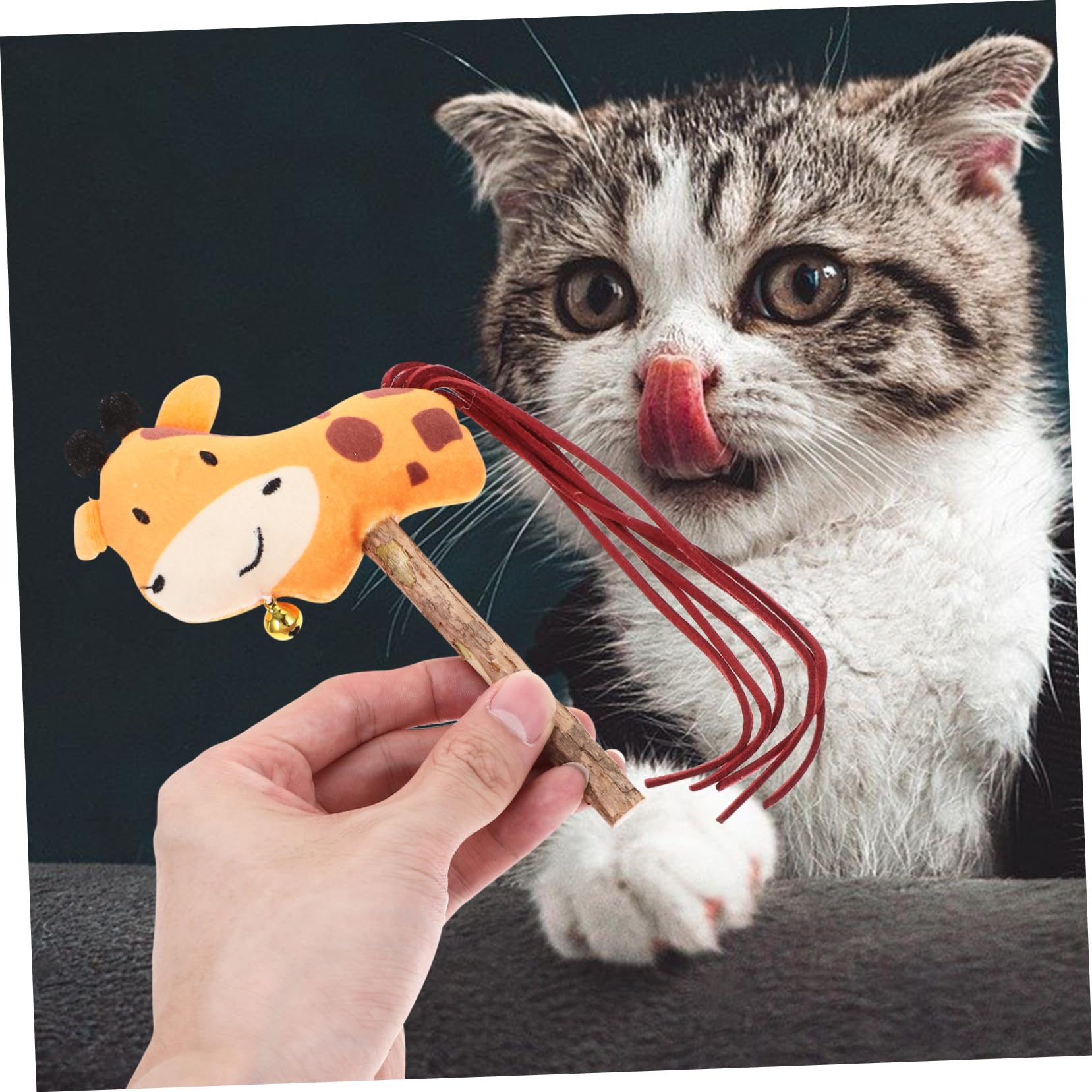 Cat Teaser Stick - Juguete interactivo para masticar hierba gatera para jugar y hacer ejercicio
