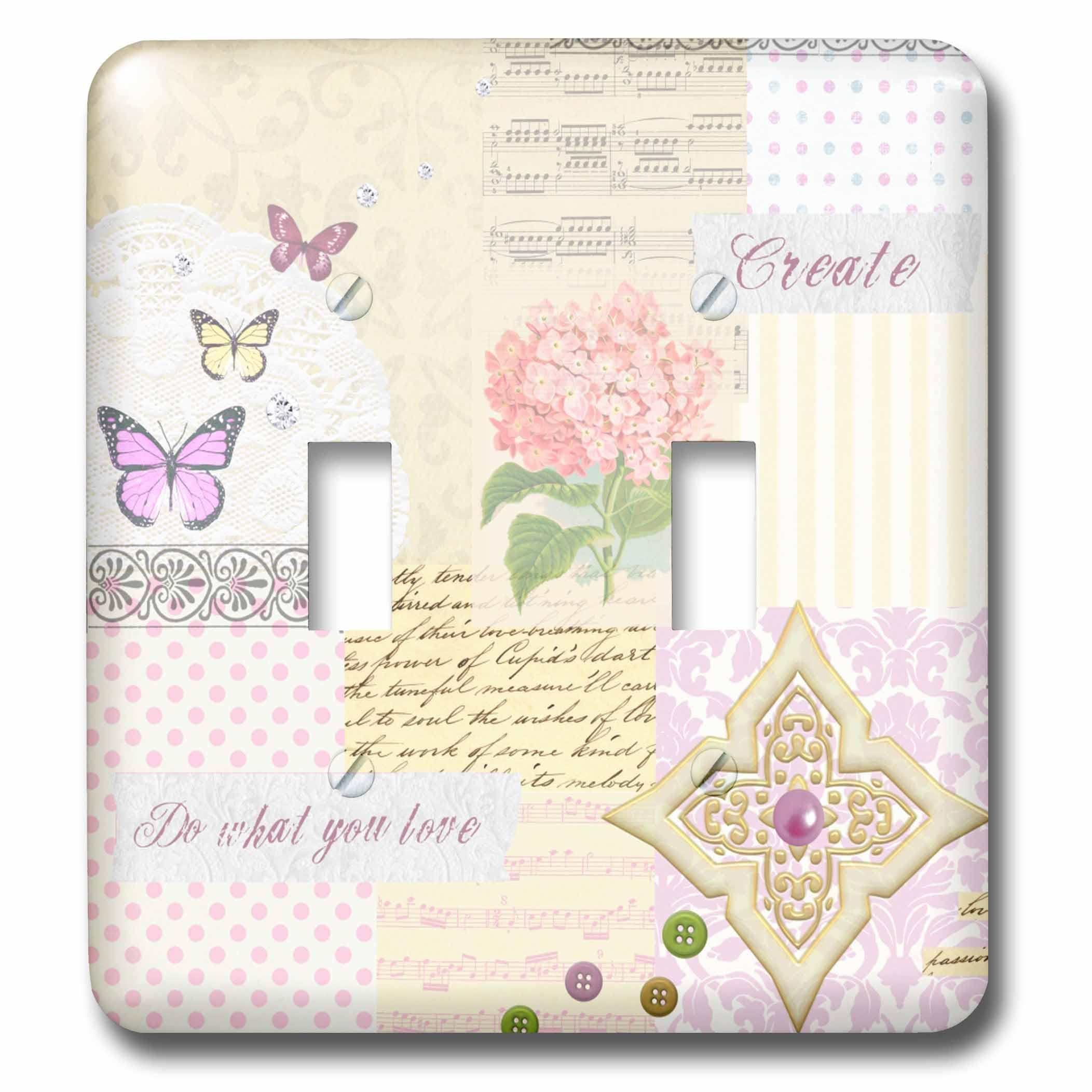 Interrupteur à bascule double pour double éclairage efficace, motif 3dRose rose