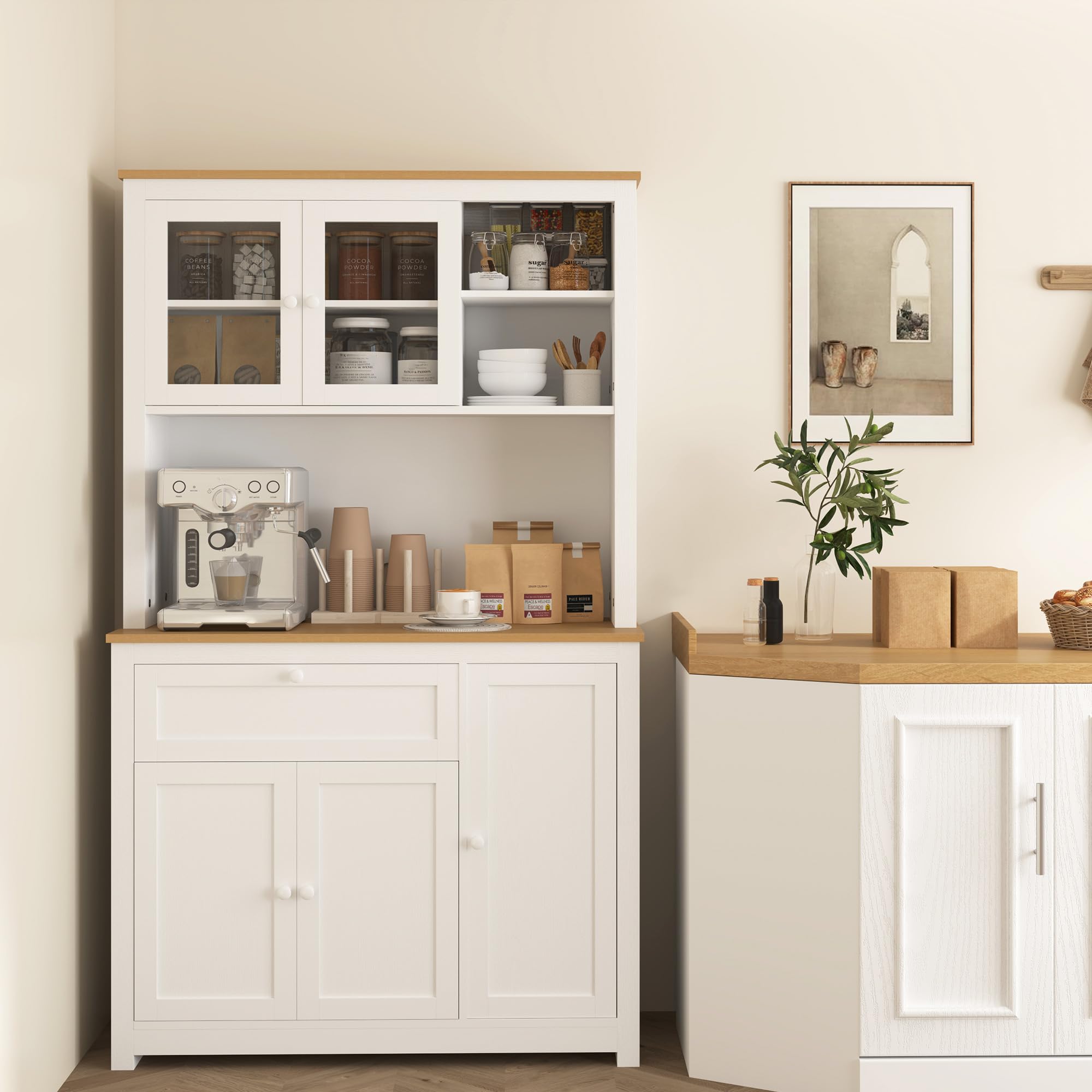 HOMCOM Küchenschrank mit Arbeitsplatte 5 Türen Weiß 100 x 40 x 180 cm