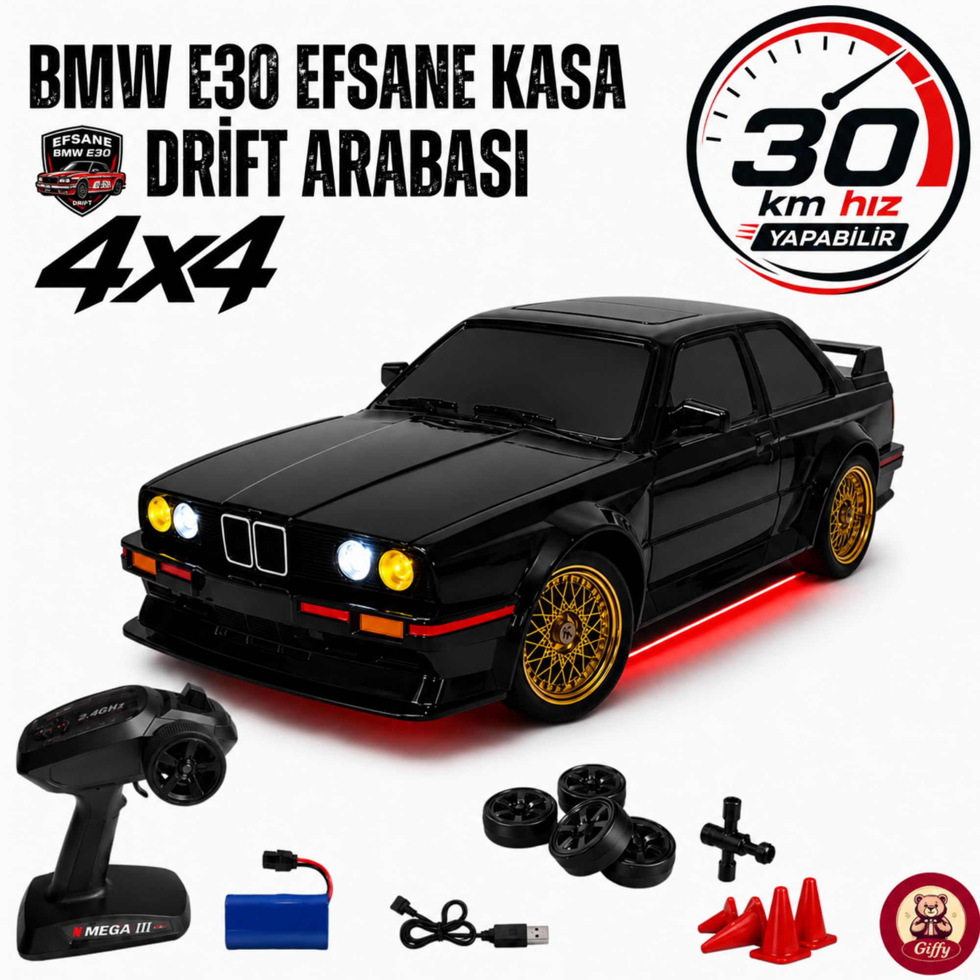 Uzaktan Kumandalı Retro Drift Arabası Retro Efsane Kasa 30…