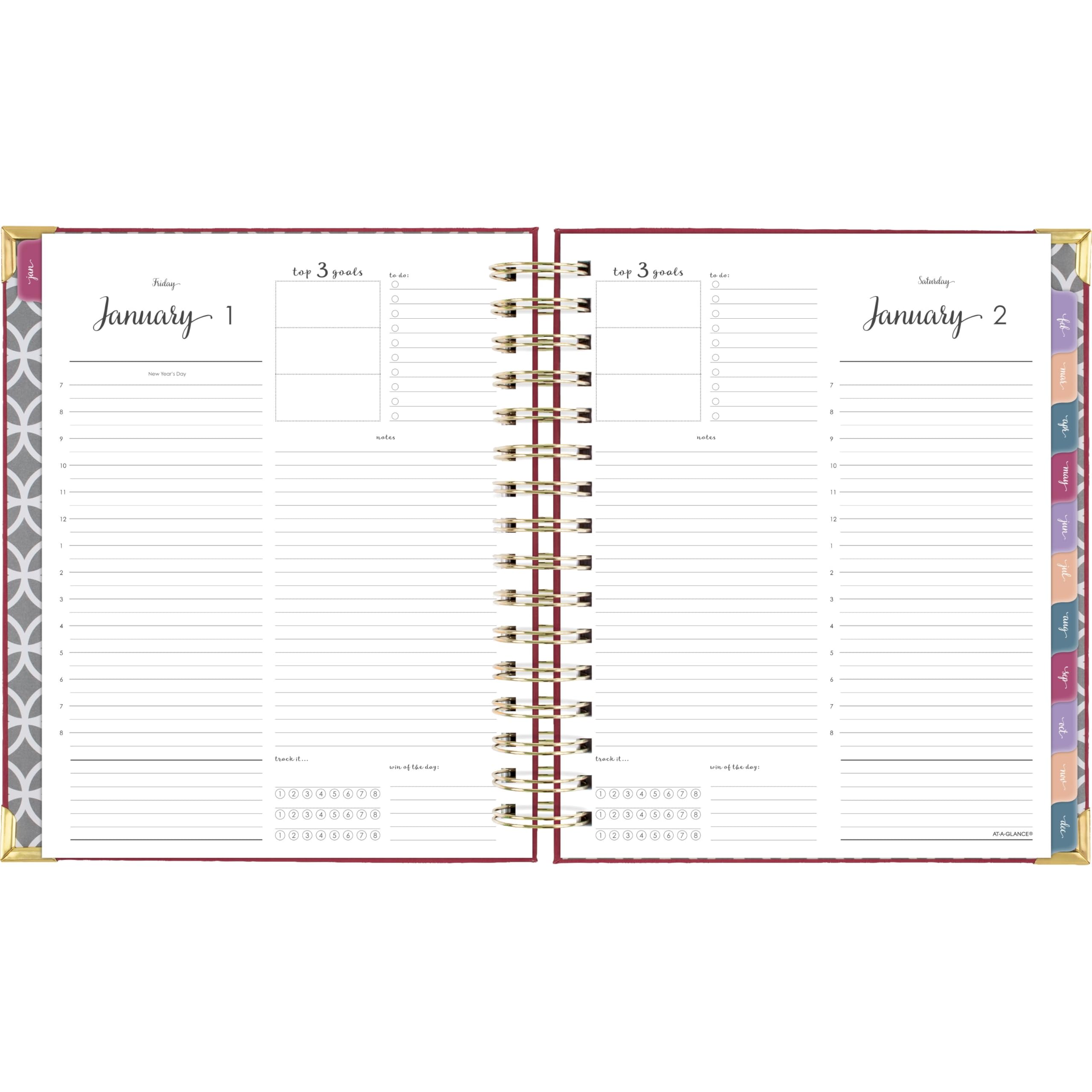 AT-A-GLANCE Agenda 2027, giornaliera e mensile, 17,8 x 22,2 cm, copertina rigida, motivo: armonia, colore: bacca (6099-806-59-27)