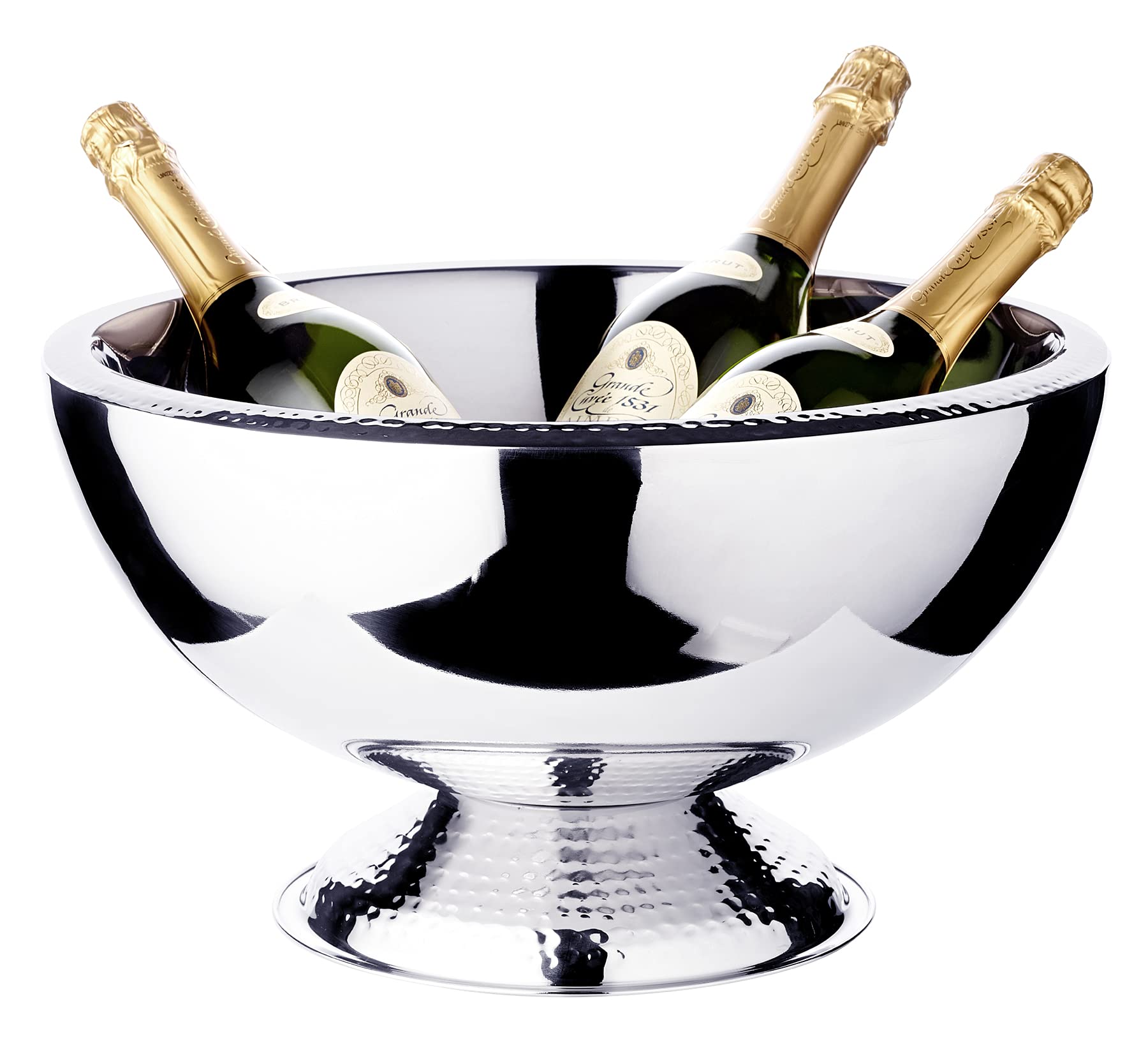 EDZARD Champanera Till (Ø 43 cm, H 24 cm), acero inoxidable de doble pared, martillada, para 6 botellas – enfriador de cava grande, enfriador de botellas, enfriador de vino