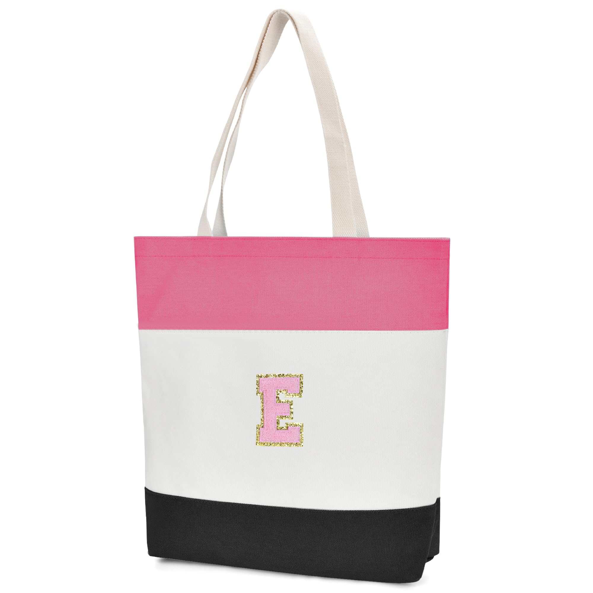 SrotekPersonalized Initial Tote Bags for Women Beach Bag for Travel Work Shopping Groceries Reusable Canvas Tote Bag Gifts for Her