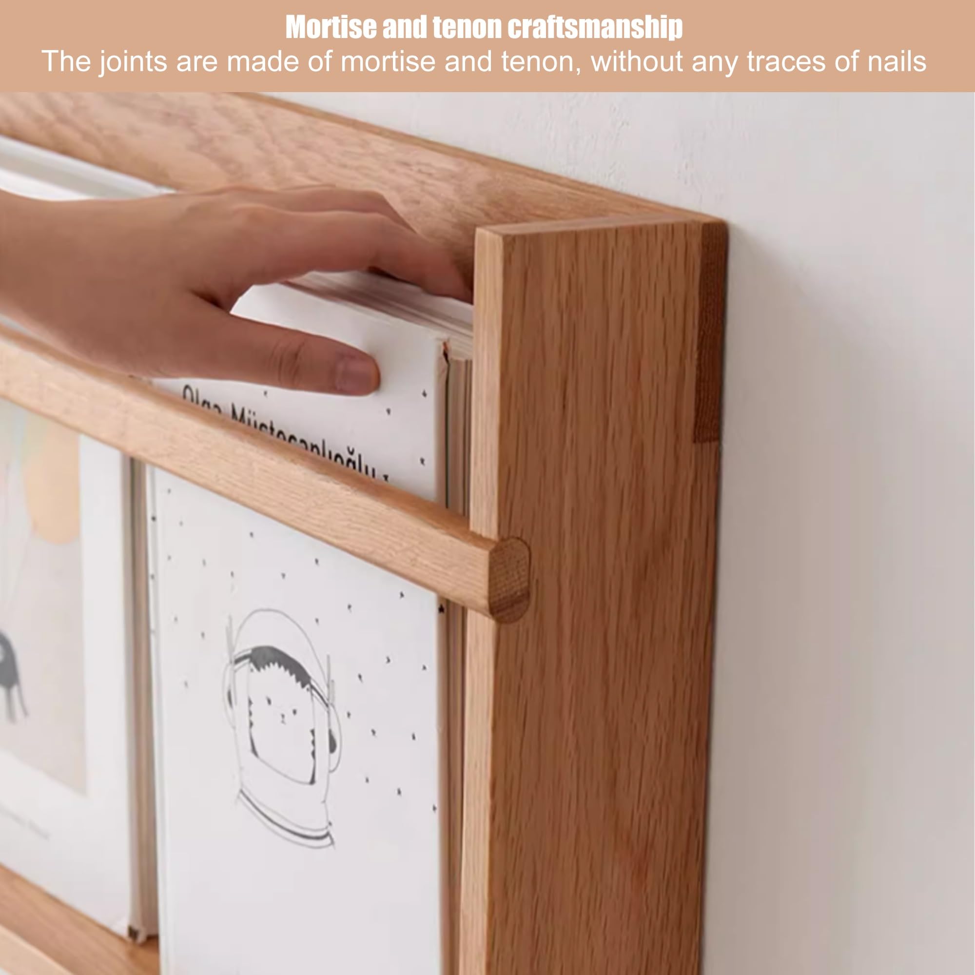 Wandmontierter Zeitschriftenhalter, Holz-Zeitschriftenständer, Akten-Organizer für Eingangsbereich, Büro, Wohnzimmer, Wartezimmer(Wood Color,60x7x30cm)