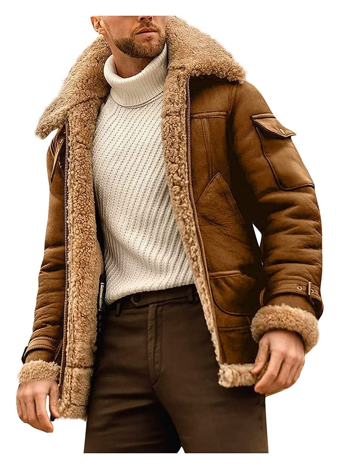 Veste En Cuir PU - FUNMOON - Veste De Baseball - Grande Taille - Décontractée - Couleur Blanche Blanc - Prêt-à-Porter