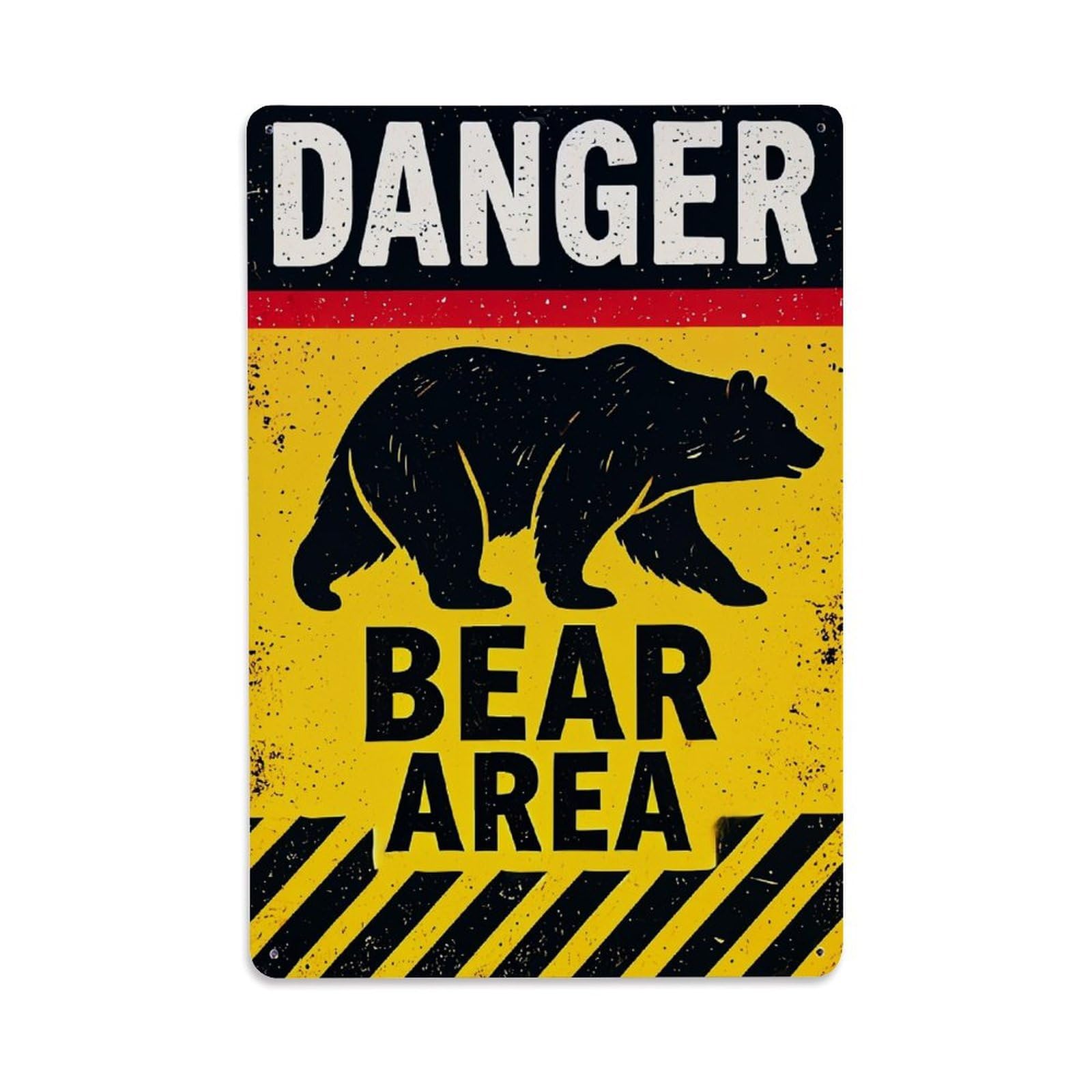 Jdyaojiesheng Vintage Danger Bear Area Warning Sign Tin Sign Retro Metal Wall Decor Metal Poster, Home Bar Garage Farmhouse Cafe Wall Art Decoration 8X12inches