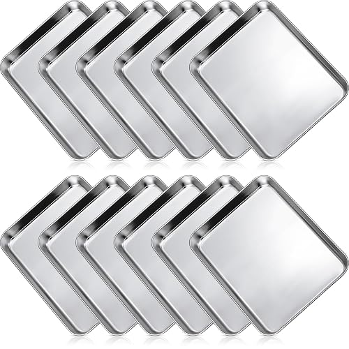 Zopeal 12 Pcs Metal Serving Trays for Food,Baking Sheet Pan